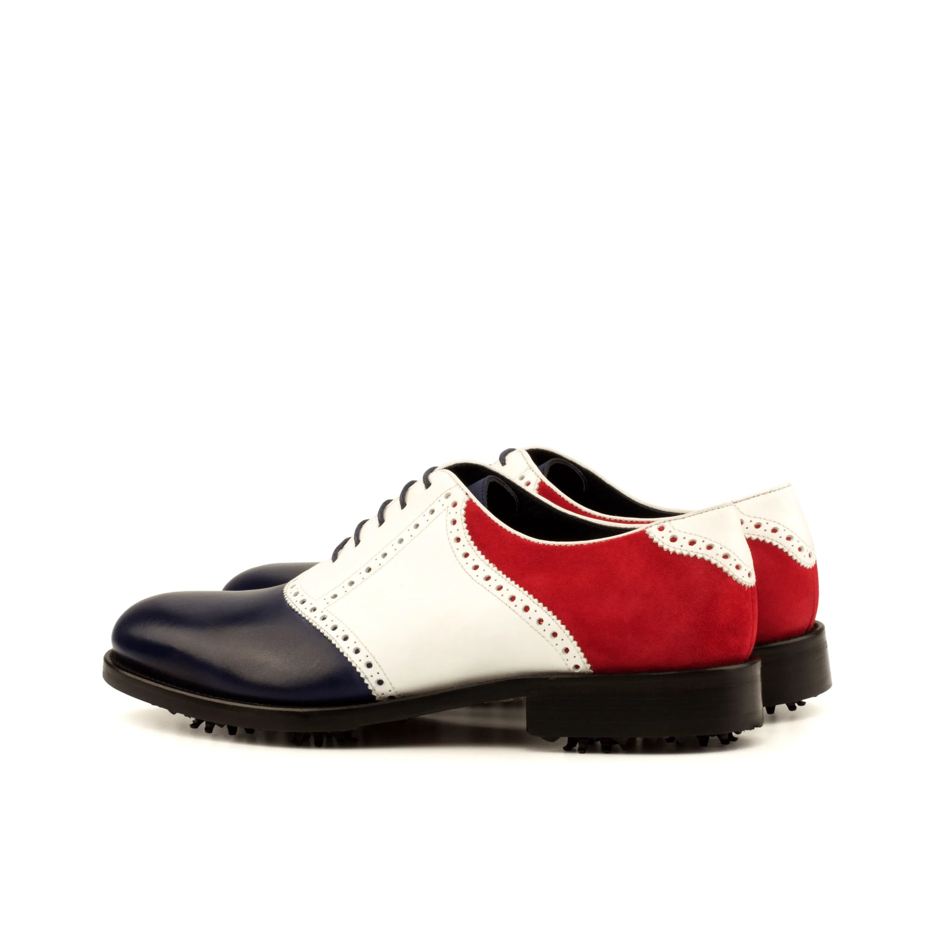 Tricolored Saddle Golf Shoes by Rotimi Saddle Golf, stylish and comfortable oxford golf shoes