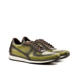Green and brown leather Sahak Corsini Patina Sneakers II showcasing crust patina design