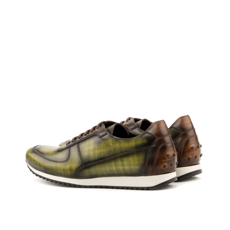 Green and brown leather Sahak Corsini Patina Sneakers II showcasing crust patina design