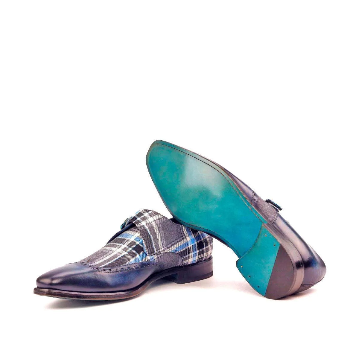 Stylish plaid Salute Single Monk Patina II shoes featuring a classic single monk design