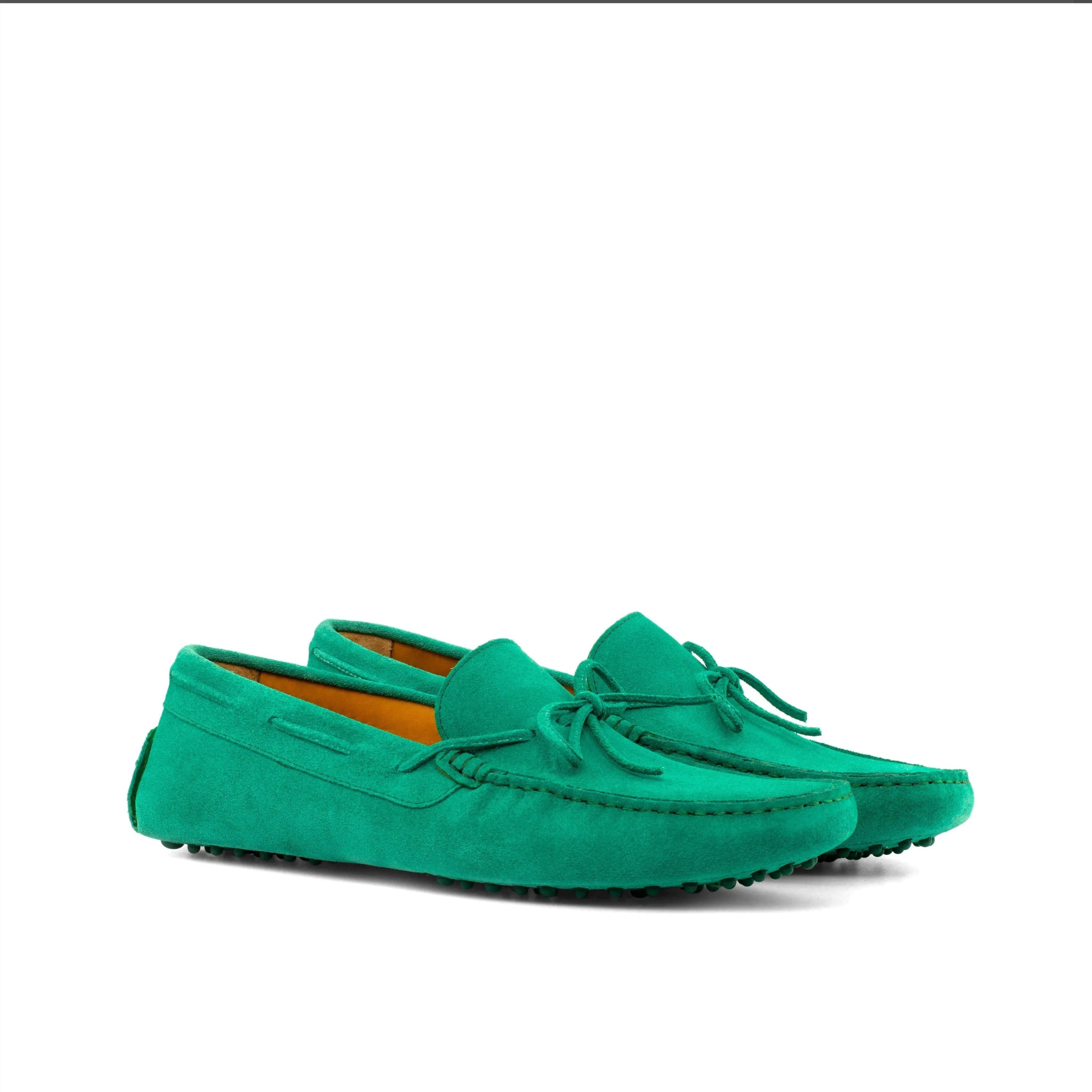 Pair of green suede San Diego Driver shoes for stylish and comfortable driving