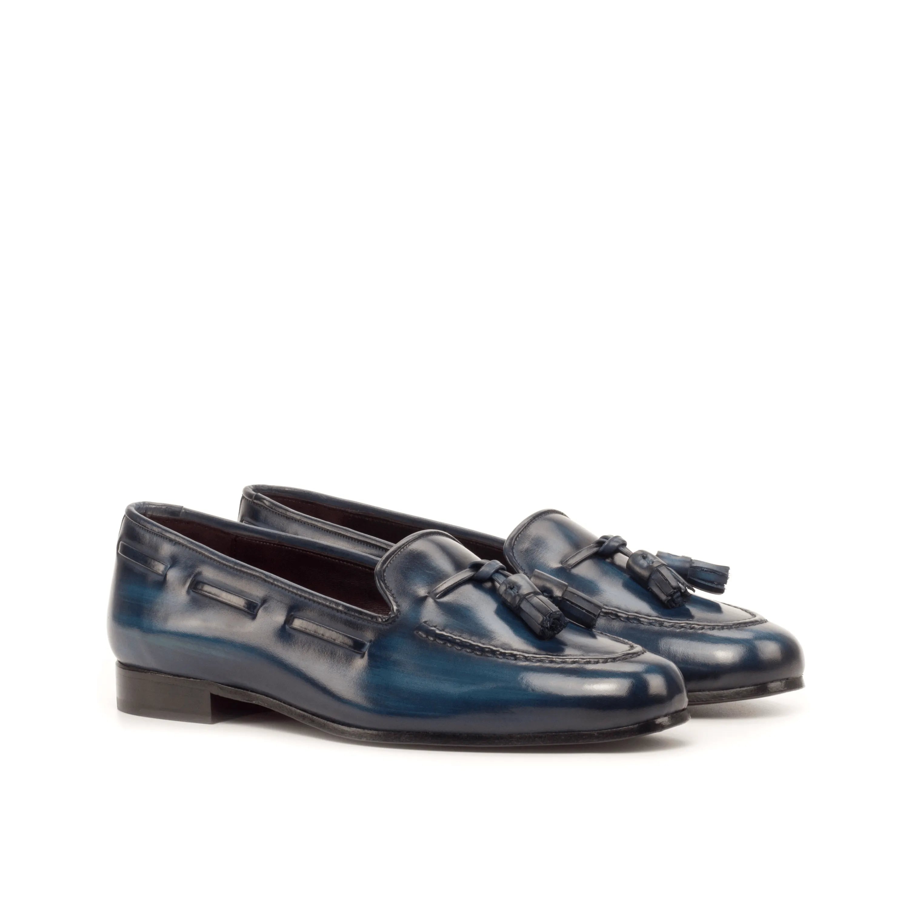 Pair of blue leather tassel loafers from Sanjose Rose Patina Ladies Slipon II collection
