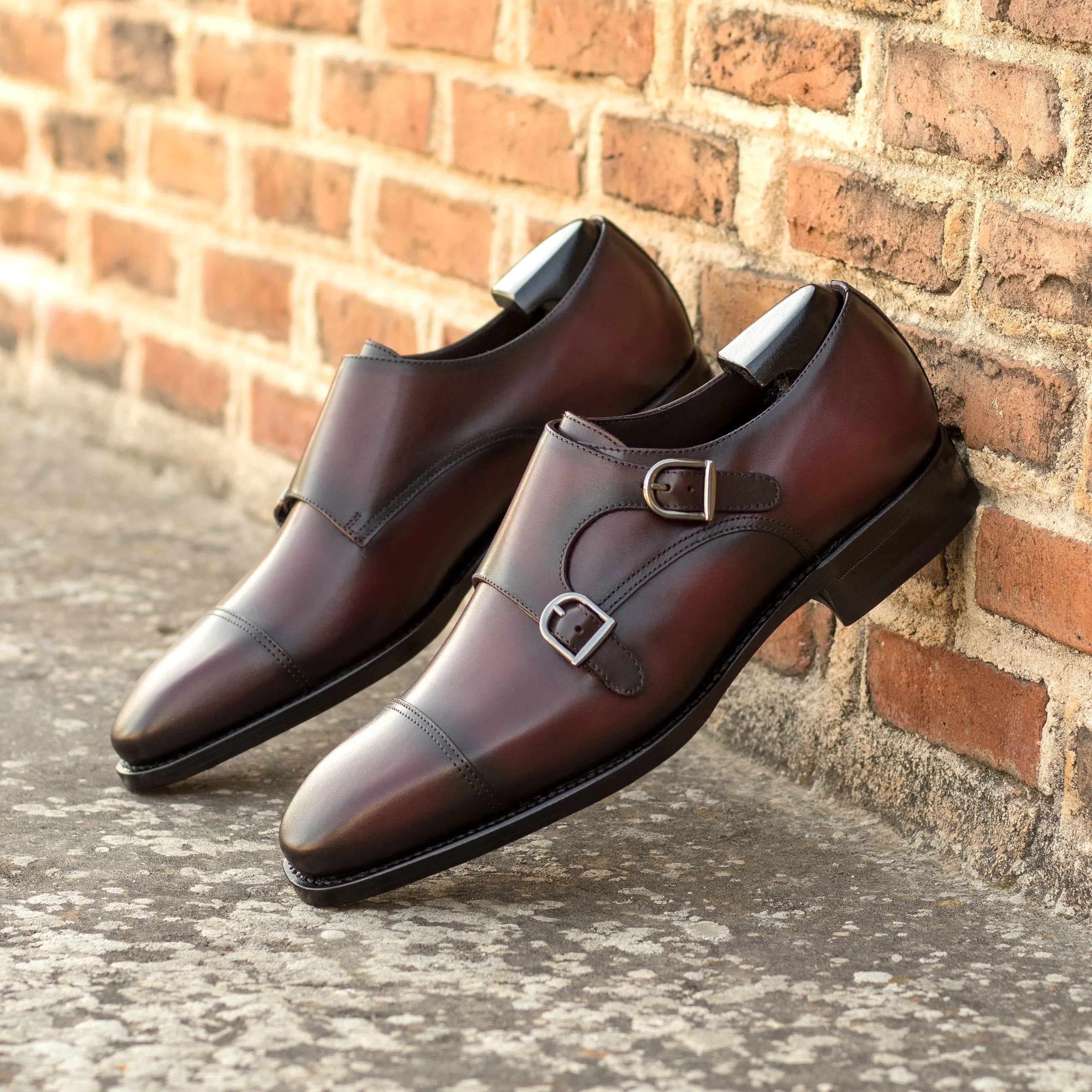 Pair of brown leather Double Monk Strap shoes from Sarg Double Monk collection