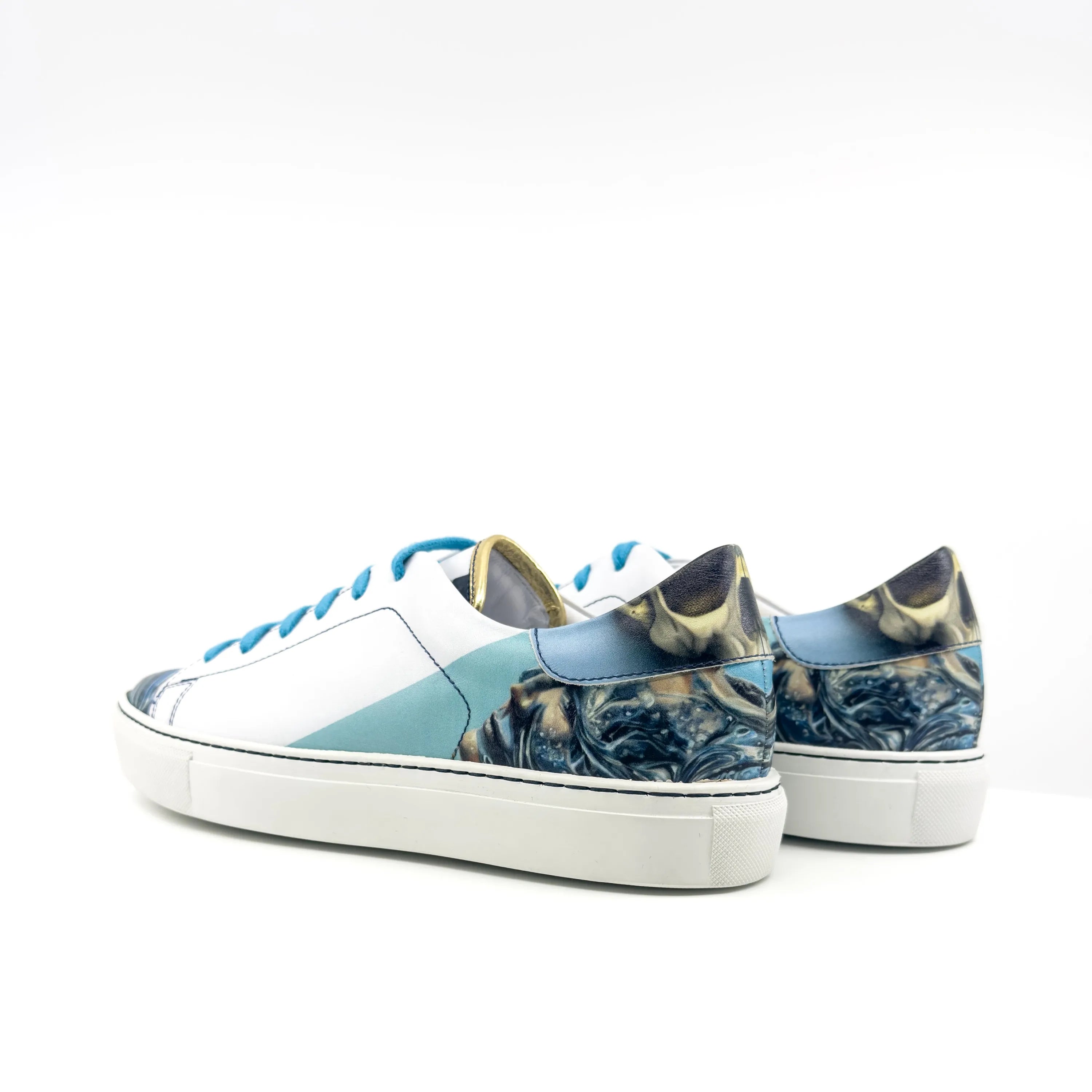 White and blue patterned Sentinal Trainer Sneaker for stylish casual wear