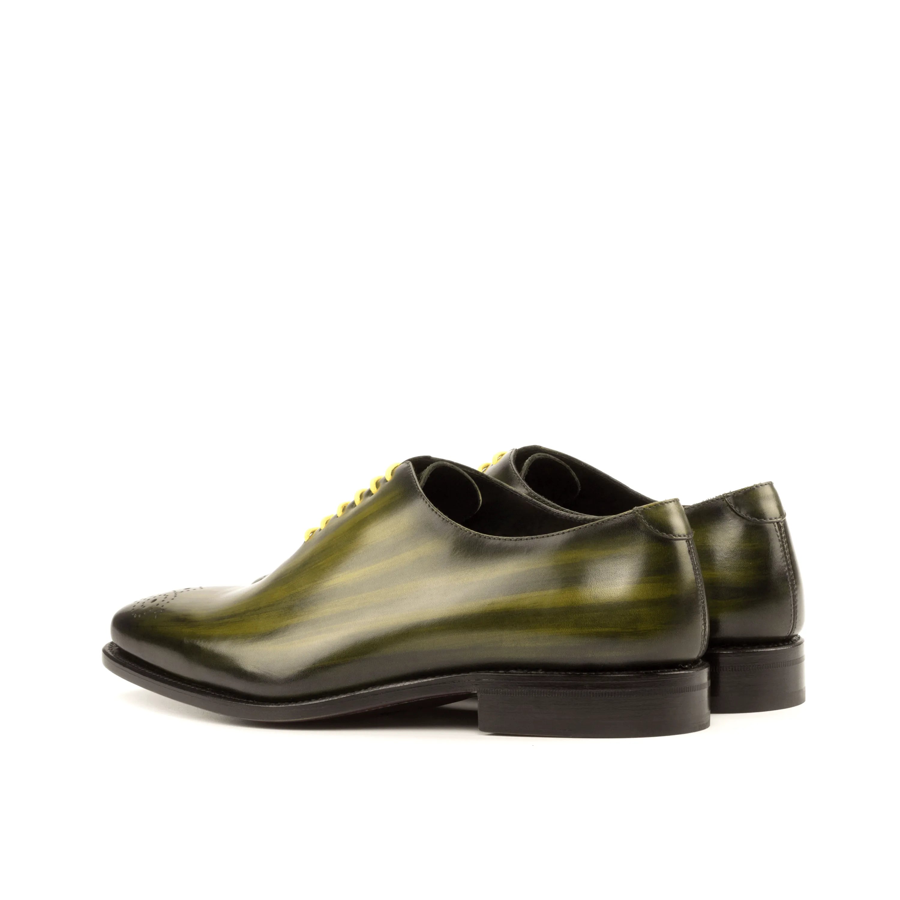 Green leather Serb Whole Cut Patina II luxury bespoke shoes for men, ideal for executives