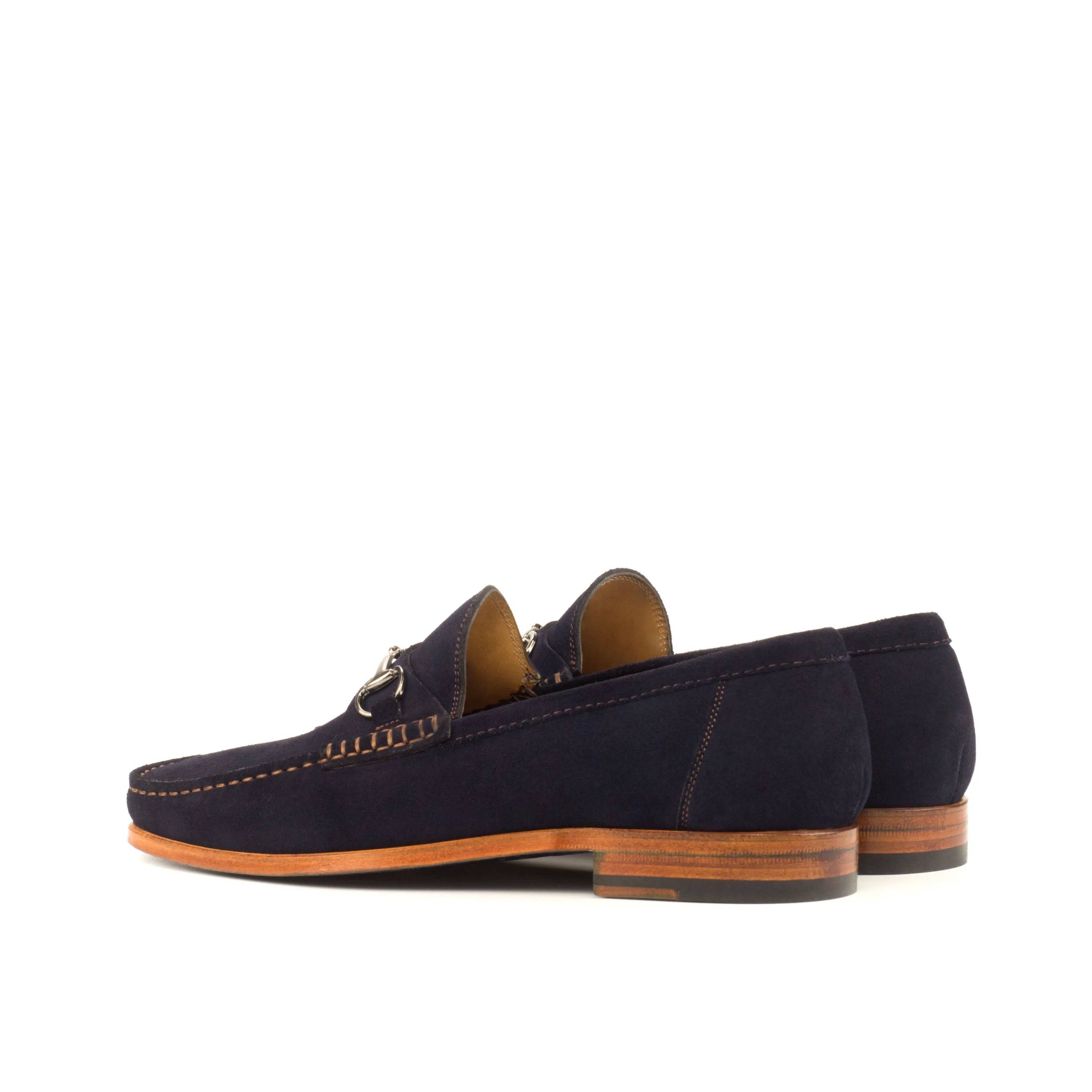 Dark blue suede loafers from Serenity Moccasin, luxury bespoke shoes for men