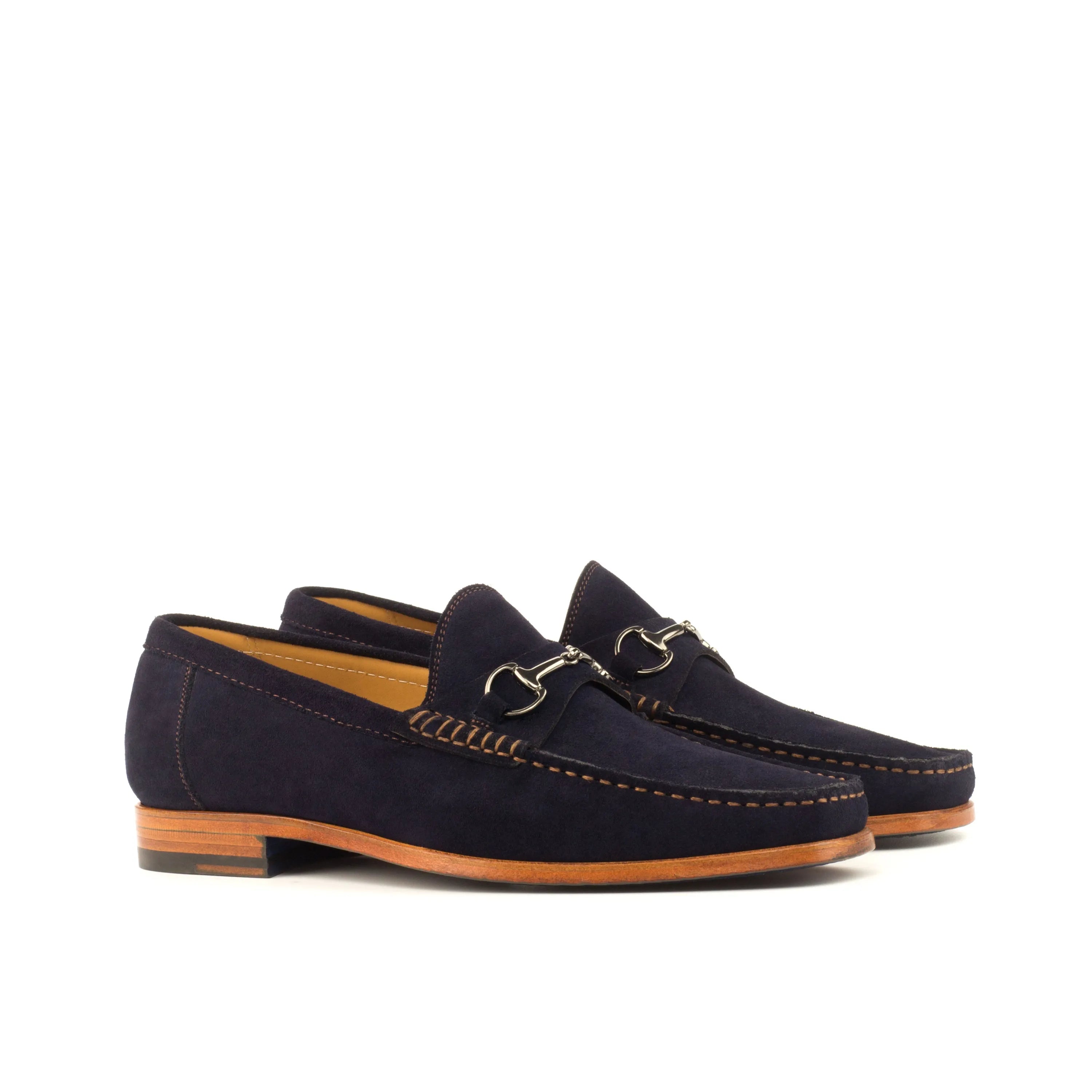 Navy suede loafers from Serenity Moccasin, luxury bespoke shoes for men