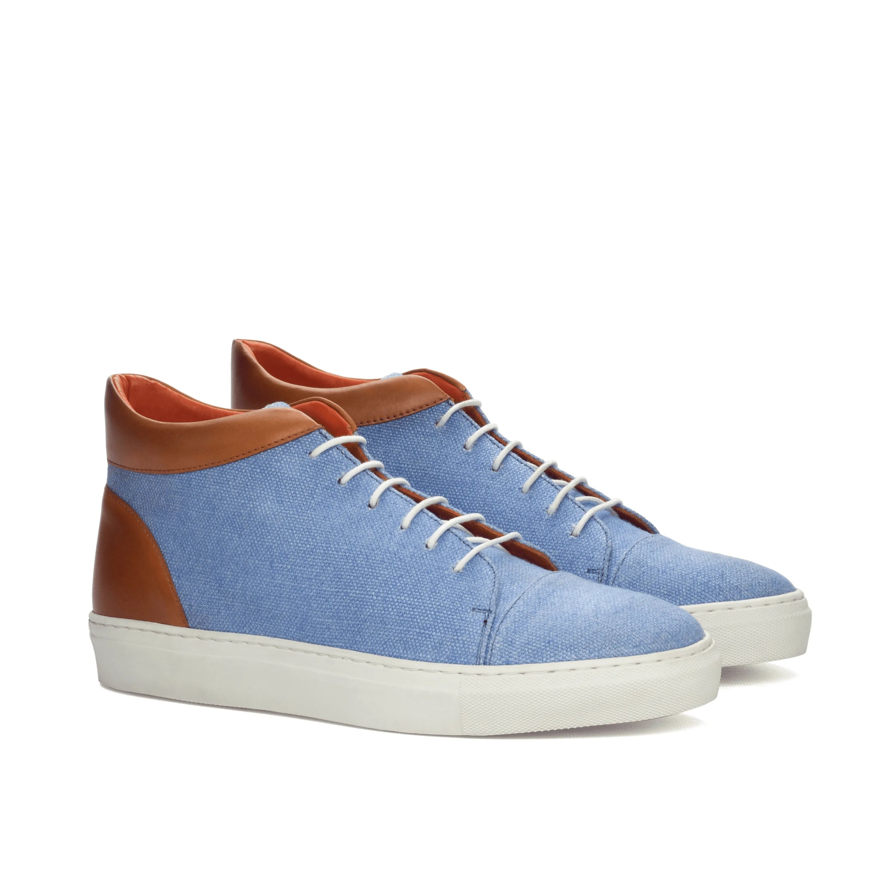 Blue and brown high-top sneakers in the Sergei High Top Sneakers II design