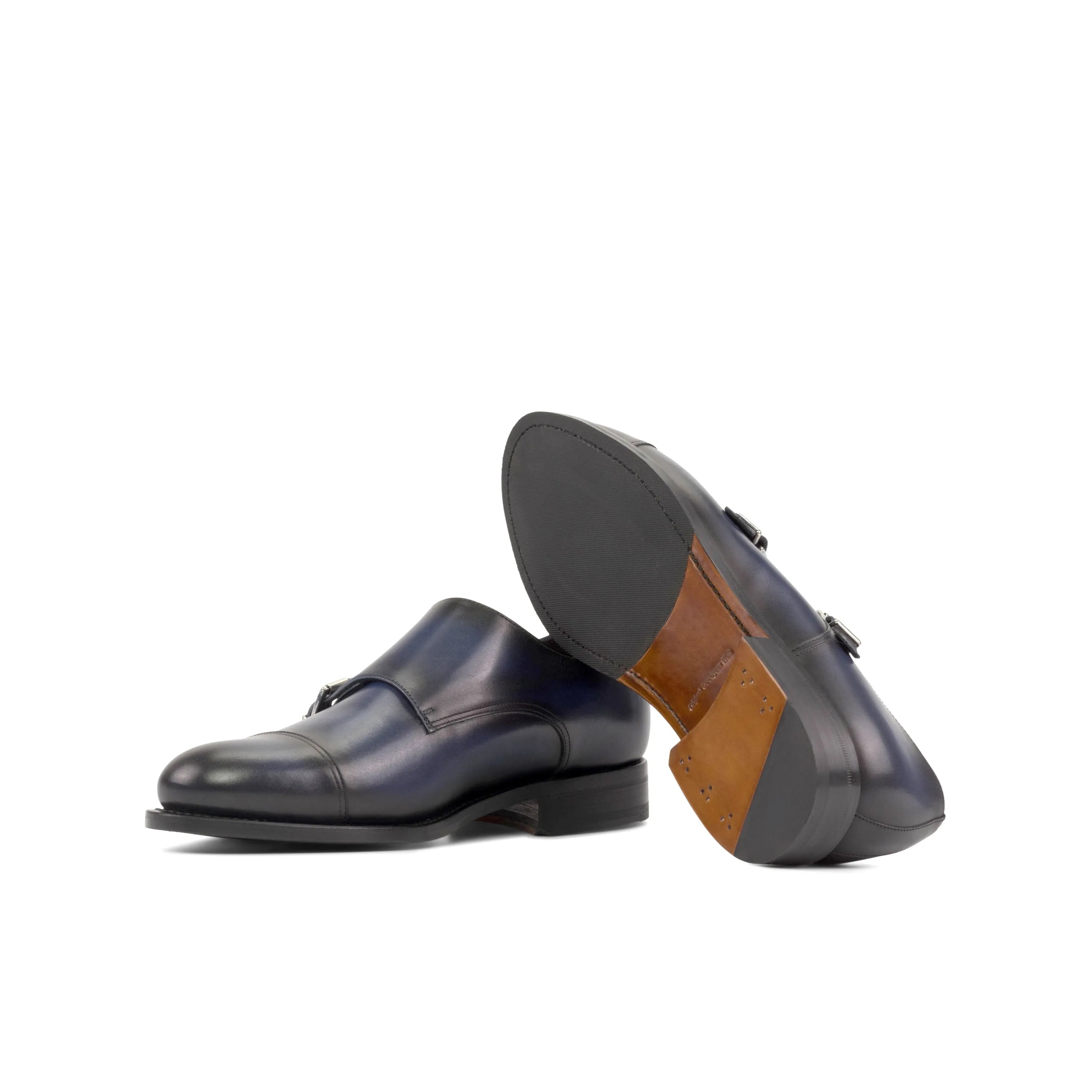 Blue leather Silos Double Monk strap shoes for a sophisticated fast lane look