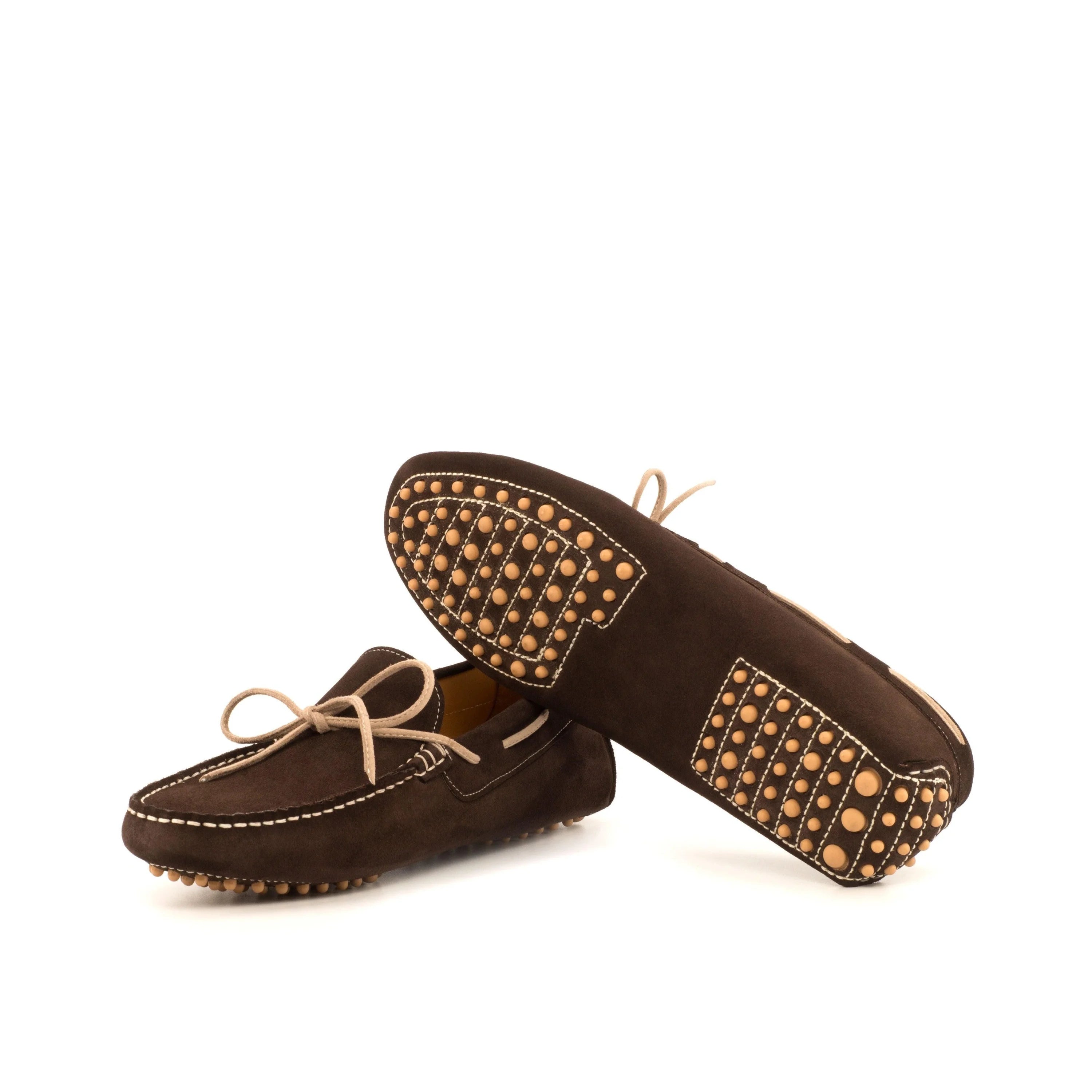 Silver Harbor Driver II brown leather loafers with gold studs