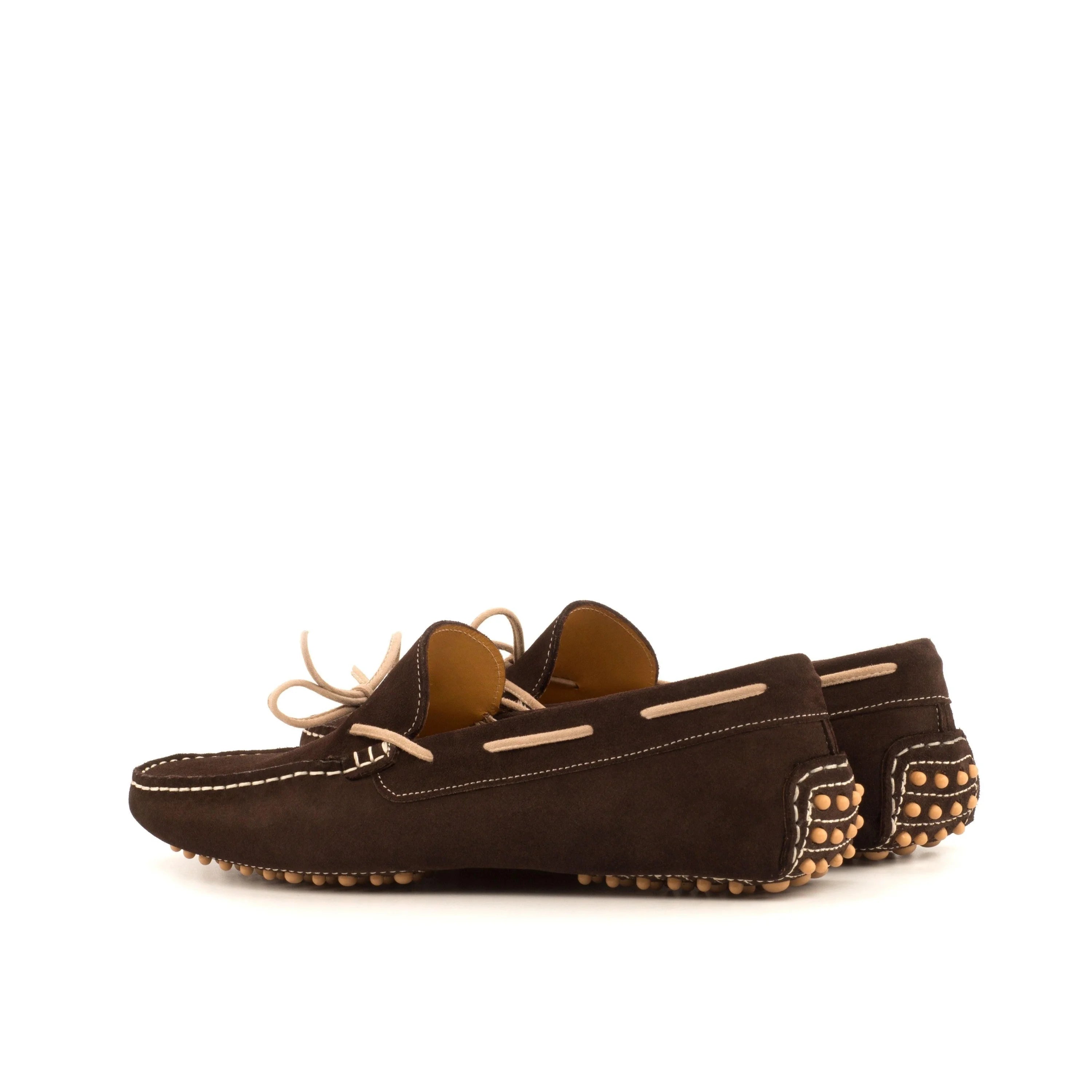 Silver Harbor Driver II brown leather loafers with white laces and gold studs