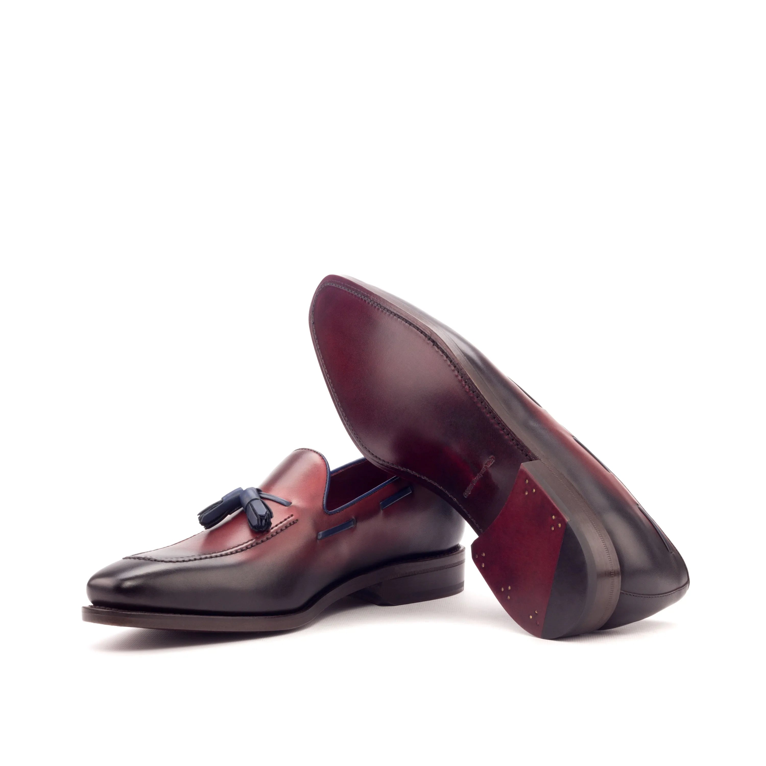 Burgundy leather tassel loafers, part of Silwauski Loafers, luxury bespoke shoes for men