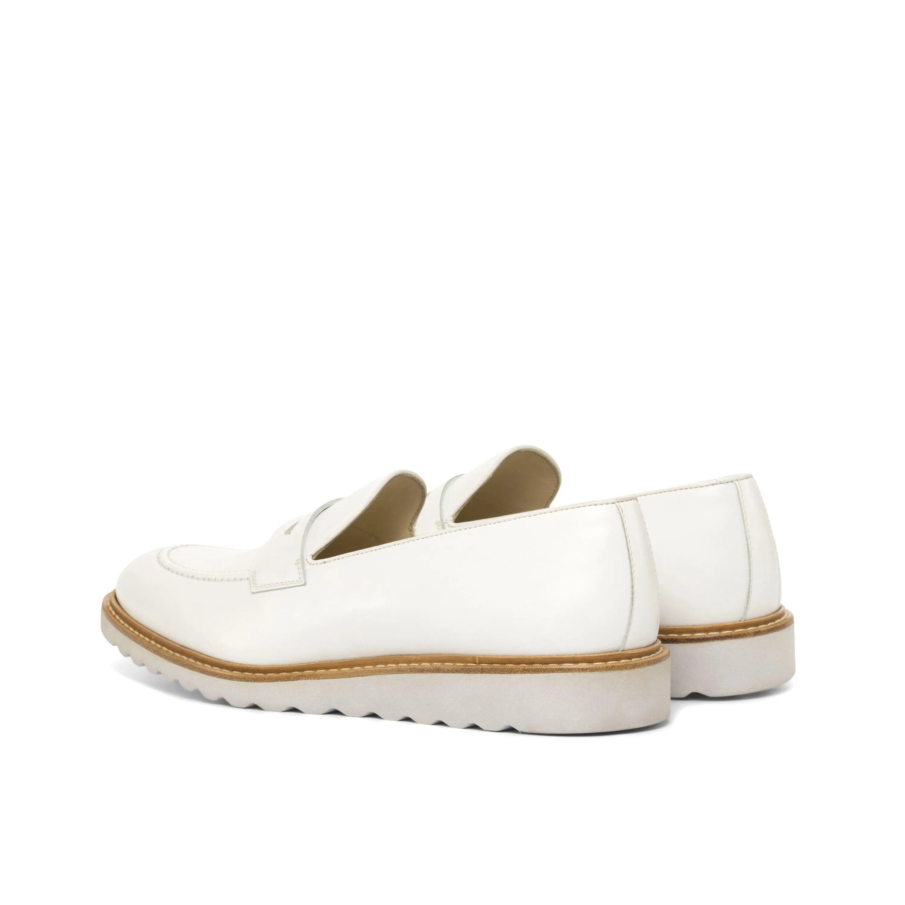 White leather Soho Loafers, a sophisticated choice among luxury bespoke shoes for men