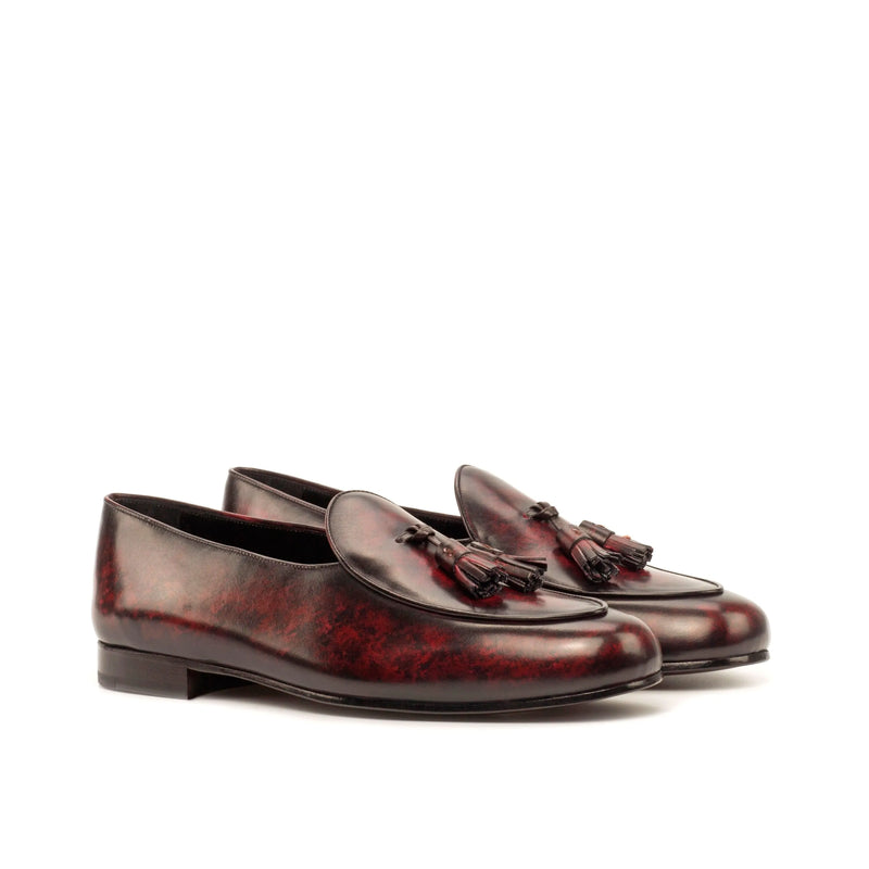 Burgundy leather tassel loafers from the SoLo Belgian Slipper II collection