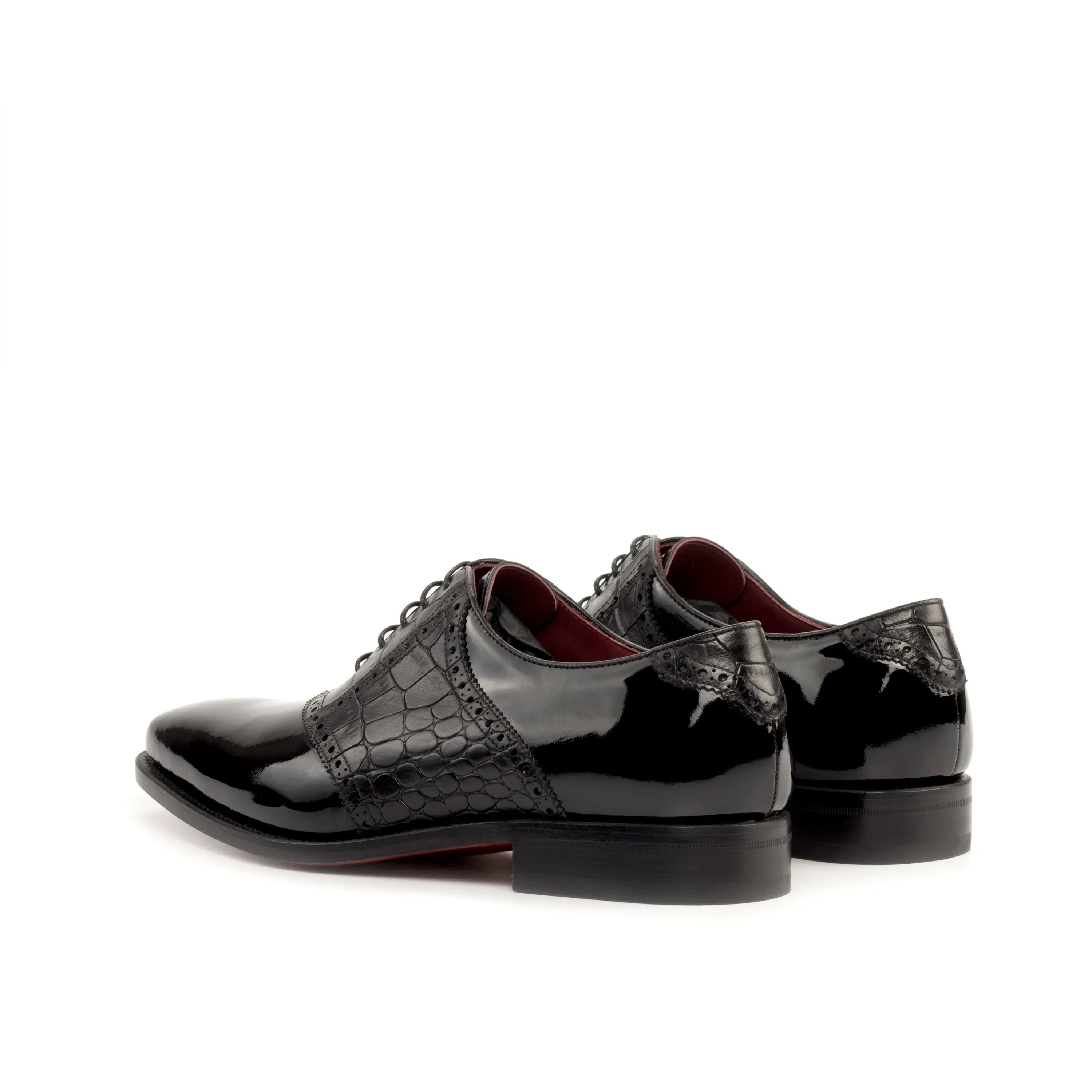 Black patent leather Sorgino Saddle shoes II, elegant and stylish saddle shoes for formal wear