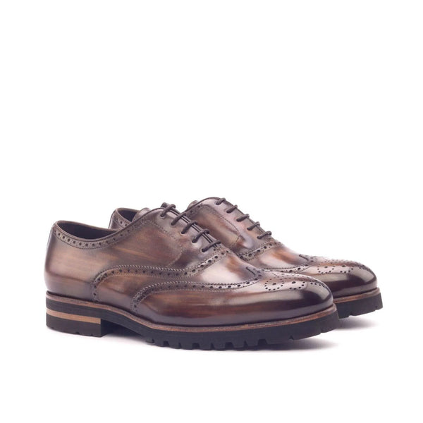 Brown leather wingtip dress shoes, luxury bespoke shoes for men, Southeast Full Brogue Shoes II
