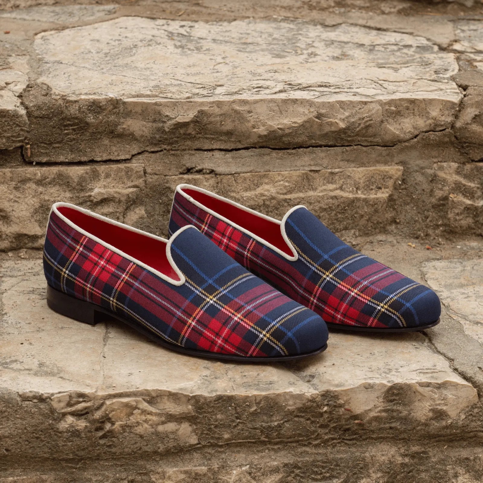 Plaid patterned men’s loafers, Stefano Wellington Slipon, stylish and versatile footwear