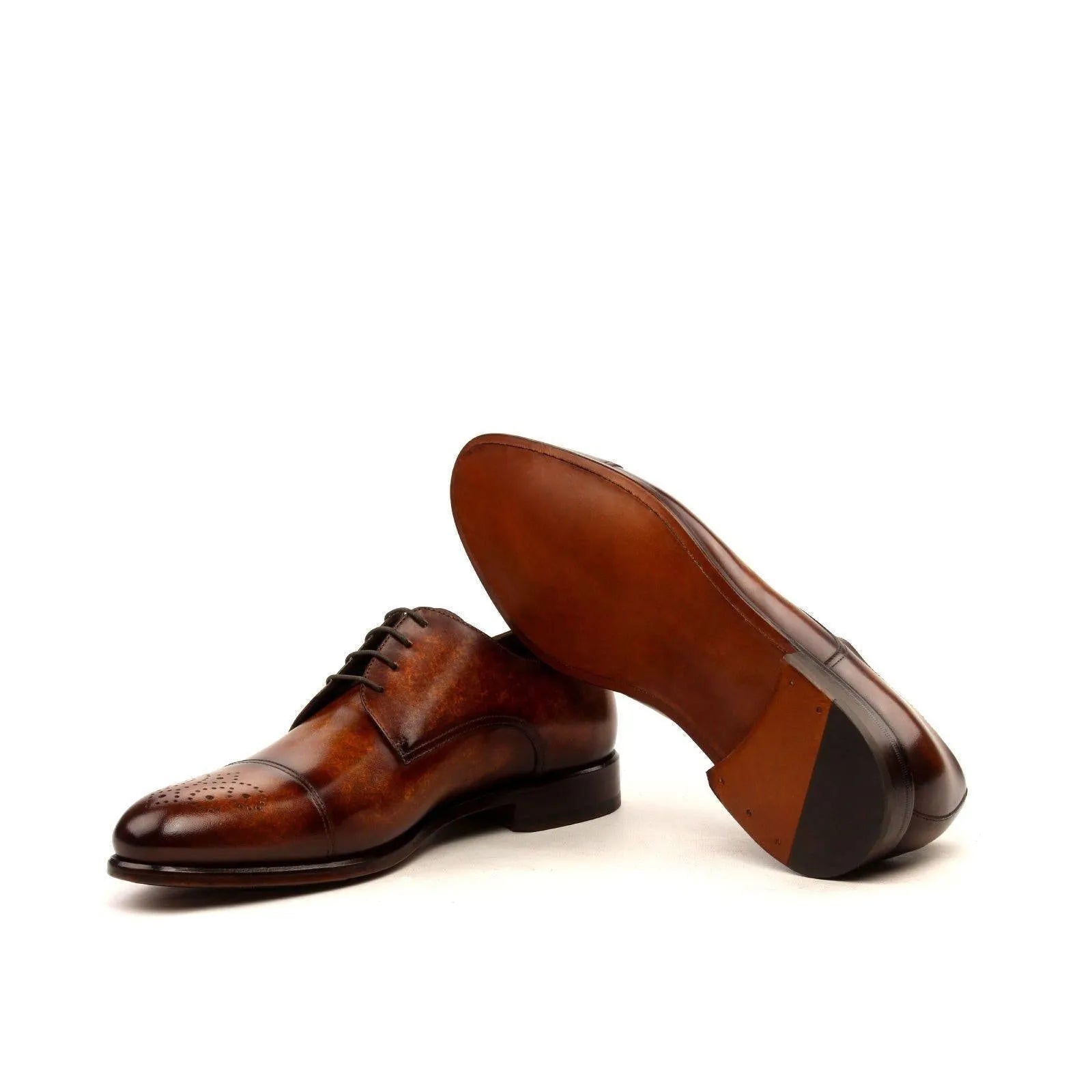 Brown leather T Hardy Derby II shoes featuring a rounded toe, luxury bespoke shoes for men