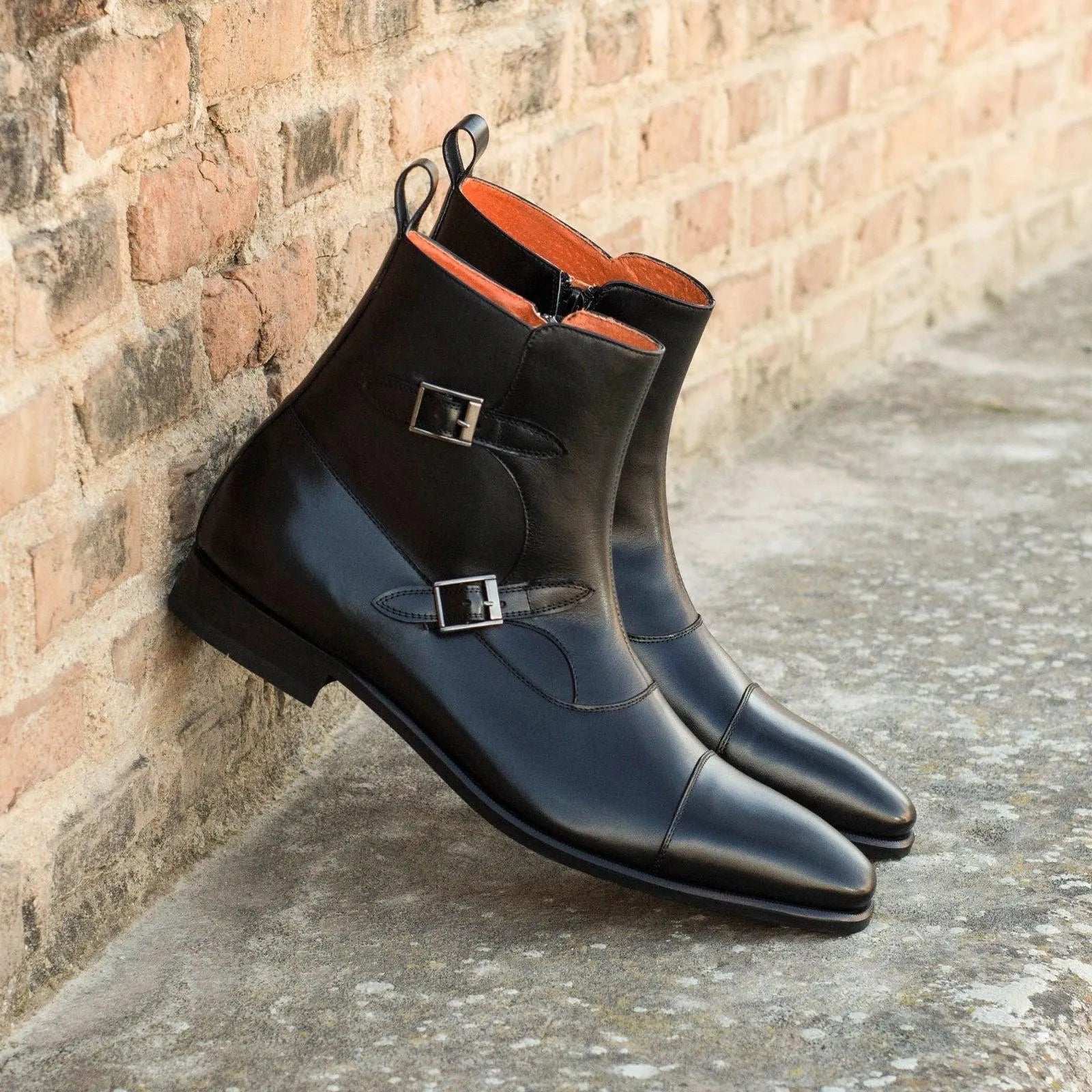 Black leather double monk strap T90 Octavian Boots for a stylish and sophisticated look