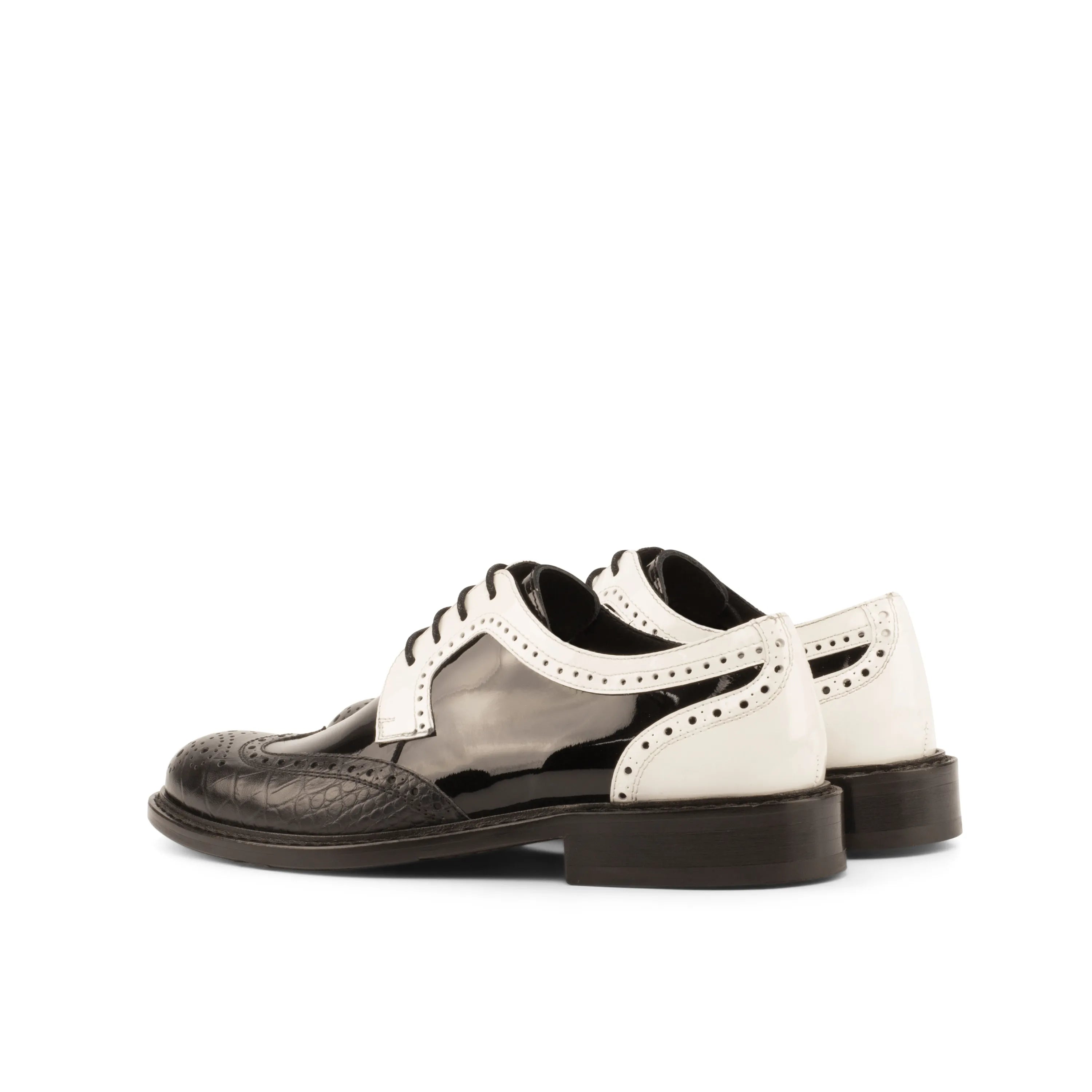 Black and white wingtip shoes from Tamina Ladies Derby collection for stylish women