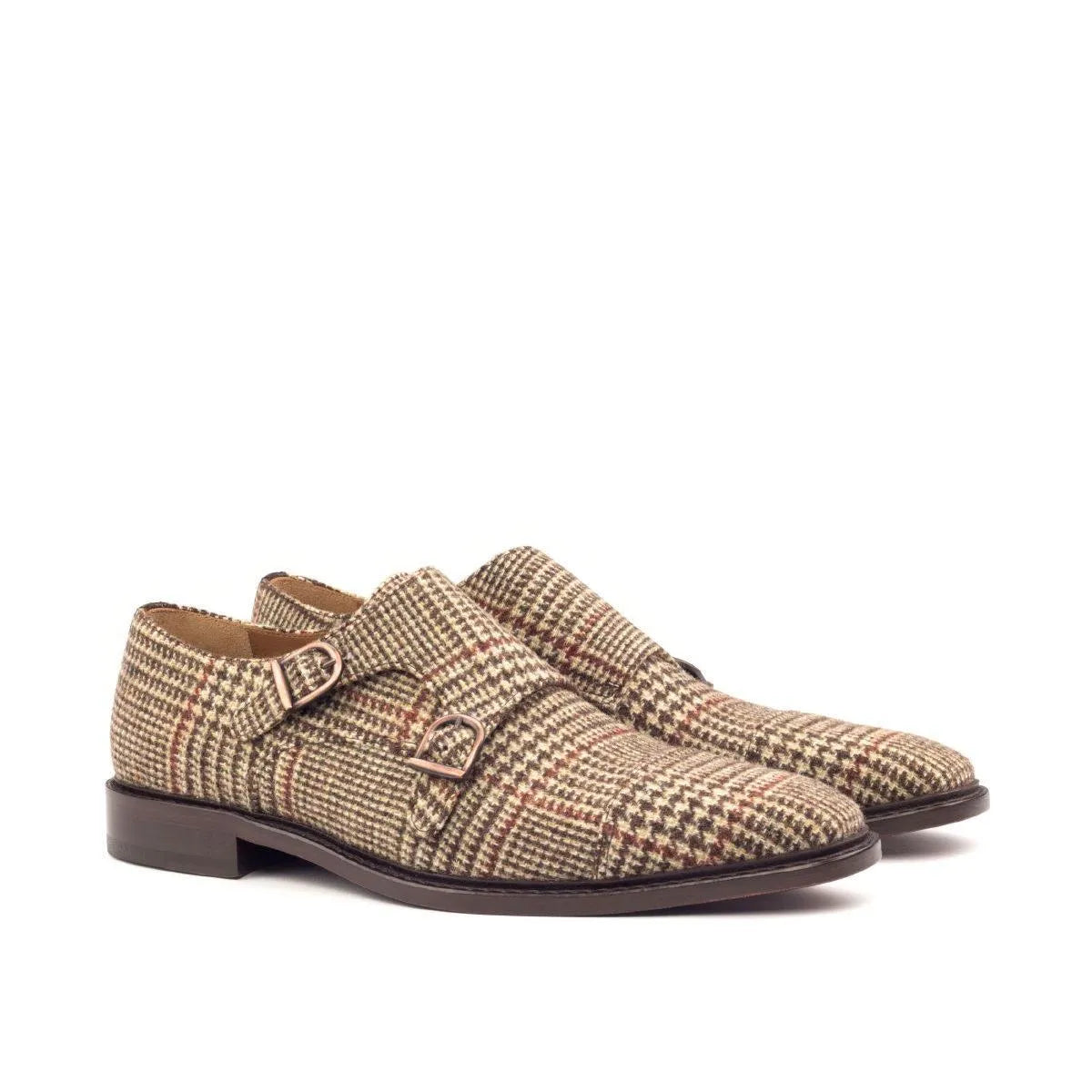 Tweed Double Monk strap shoes named Ted Double Monk II showcasing elegant craftsmanship