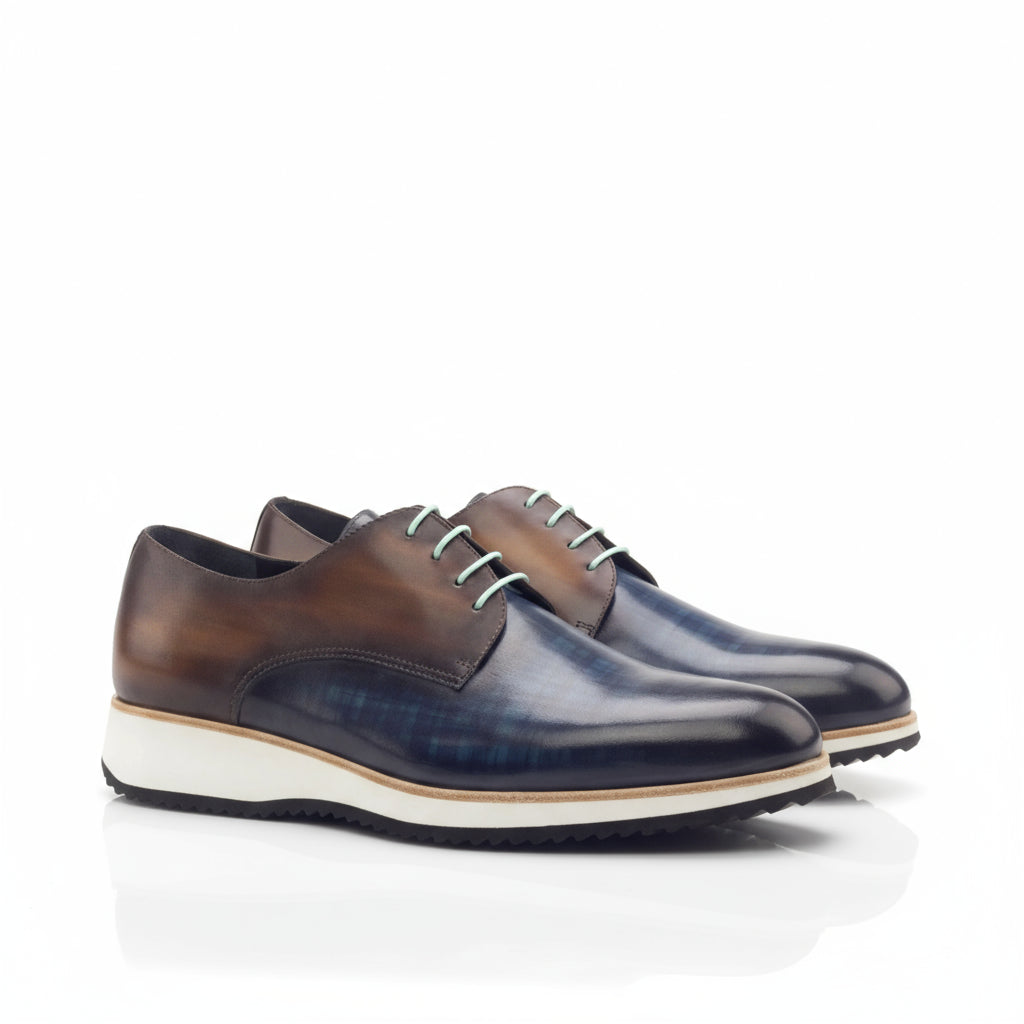Two-toned leather Testino 2 derby patina shoes featuring a stylish split toe design