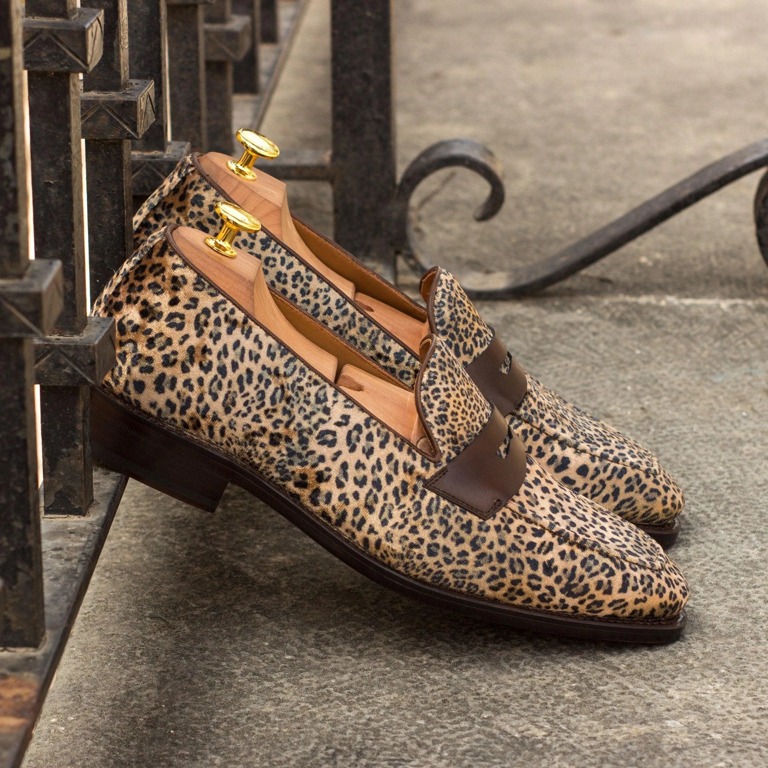 Leopard print leather loafers, Tilluis Loafers II, luxury bespoke shoes for men
