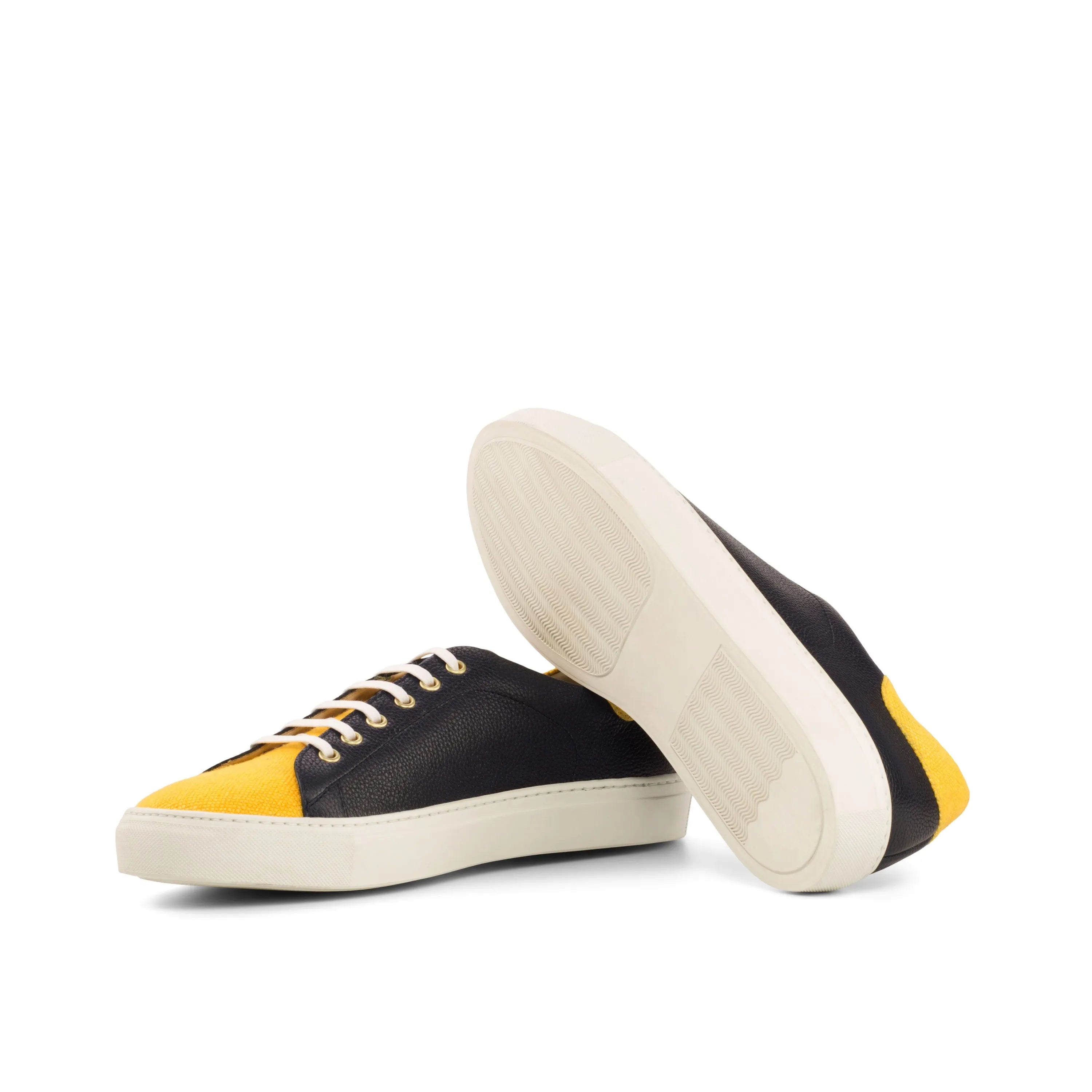 Black and yellow leather Tima67 Trainer Sneakers displayed elegantly