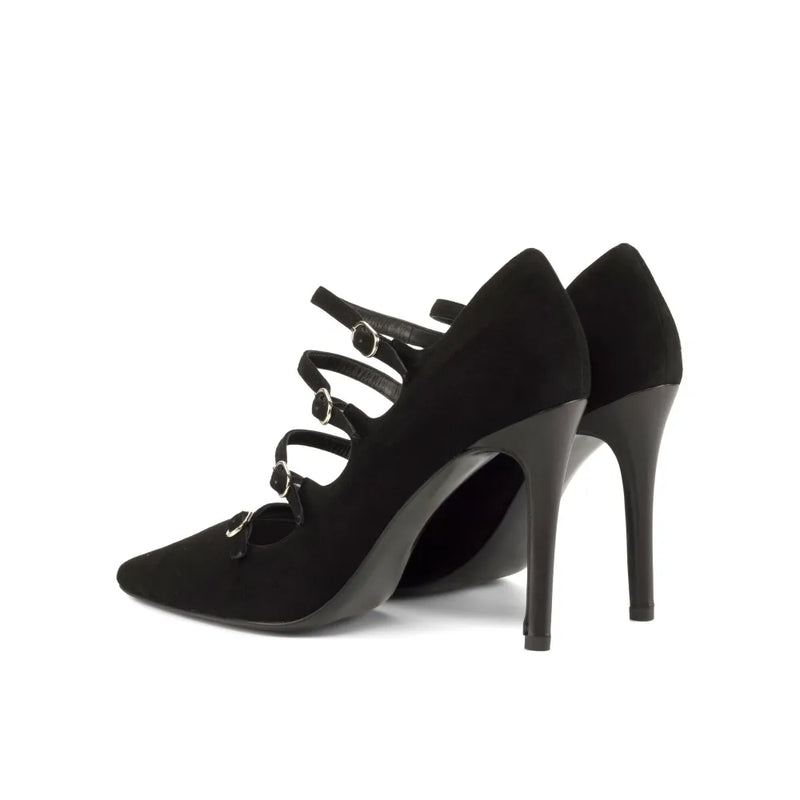 Black high-heeled Tina Venice High Heels featuring stylish multiple straps