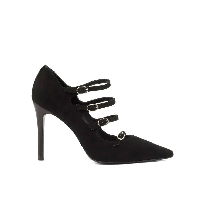 Black high-heeled Tina Venice High Heels featuring multiple elegant straps