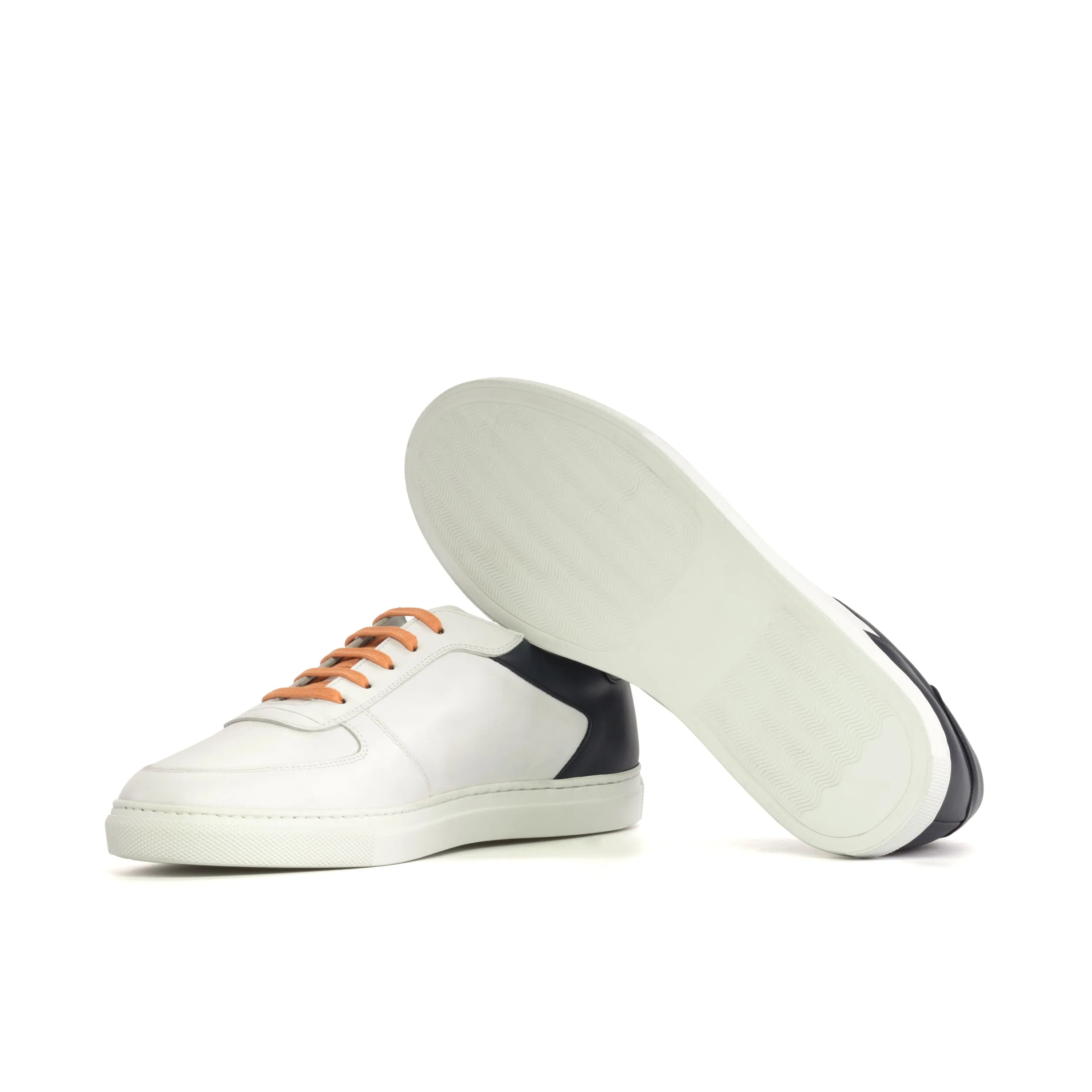 White and black Nappa leather Tommaso Low Top sneakers, ideal trainer sneakers for versatile style
