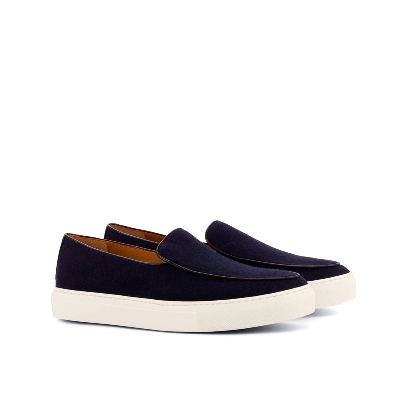 Navy blue slip-on shoes featuring Tommy90 Belgian Monk Sneaker II design