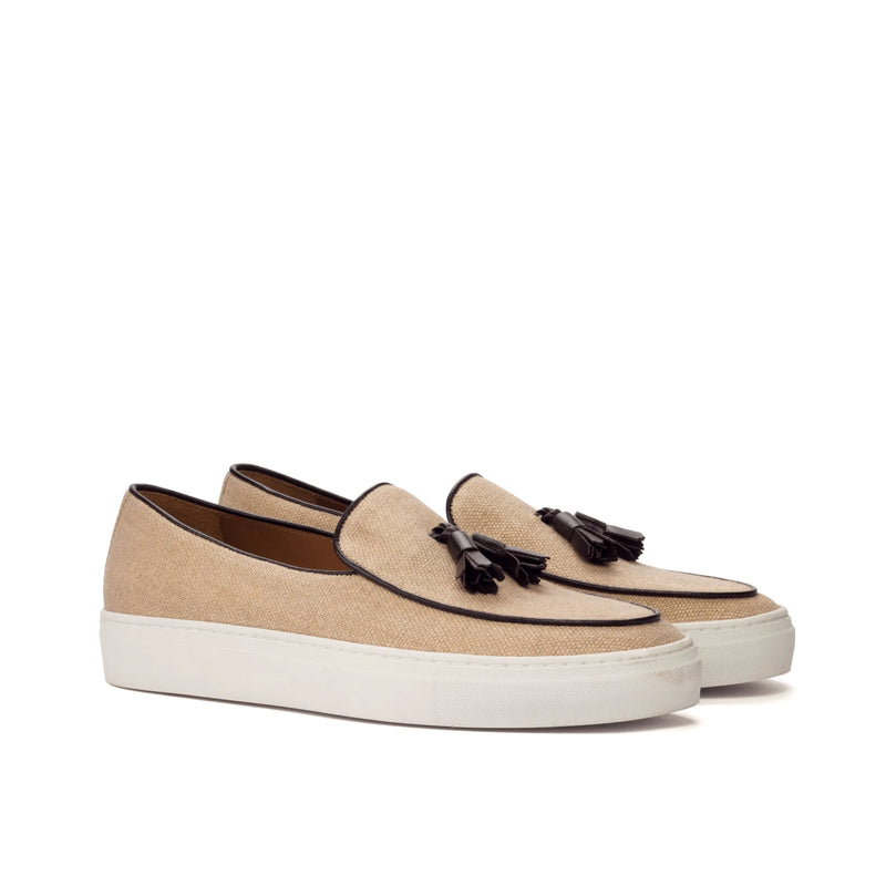 Beige tassel loafer sneakers featuring premium calf leather, Tonny Belgian sneaker style