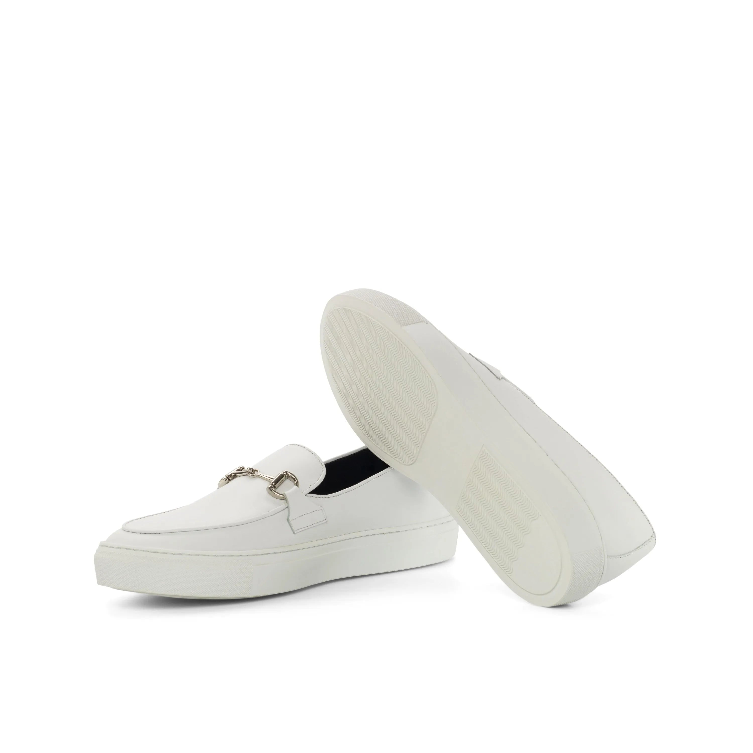 White leather loafers from the Tony Belgian Sneaker collection, showcasing luxury style