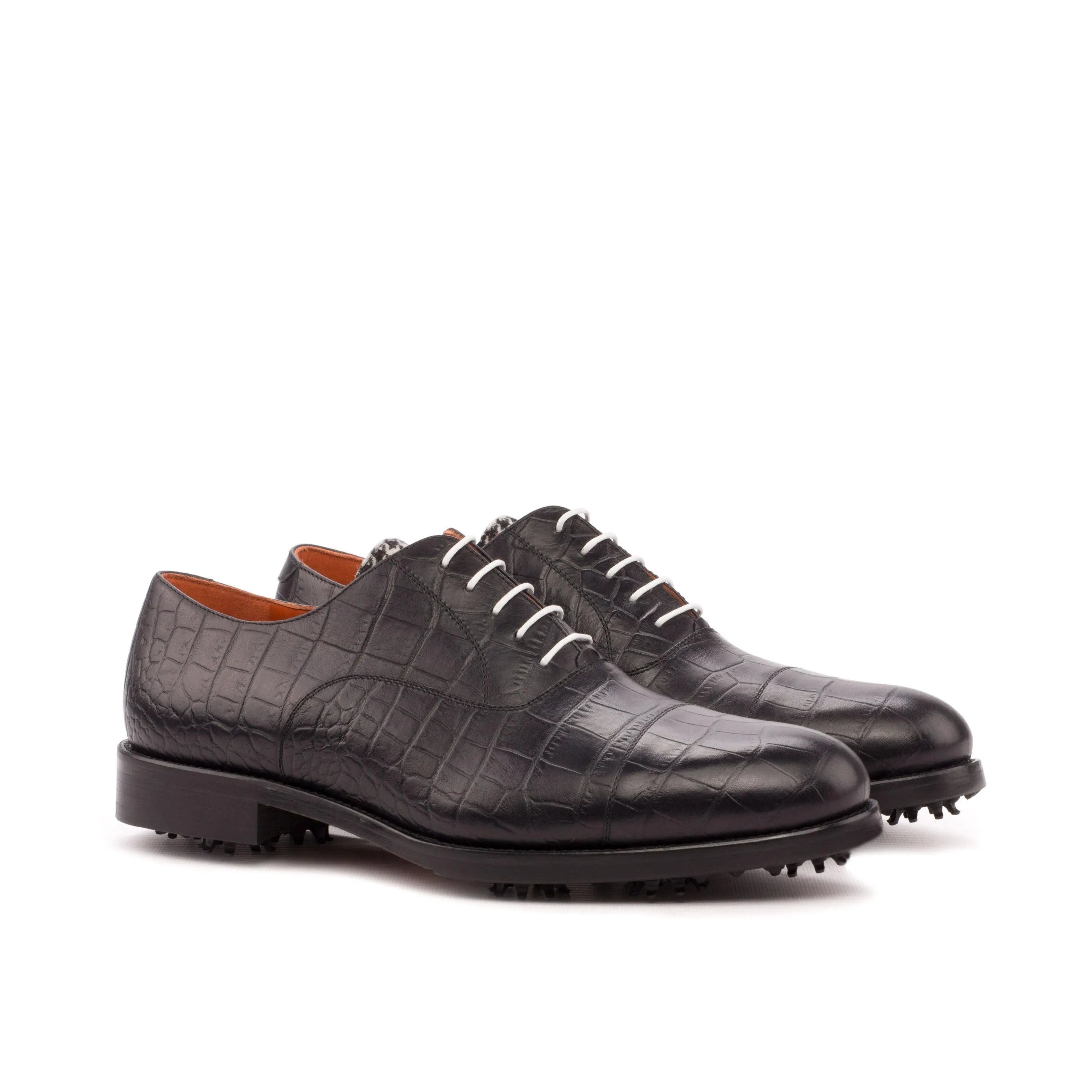 Black crocodile leather Toros Oxford Golf shoes II for elegant performance on the course