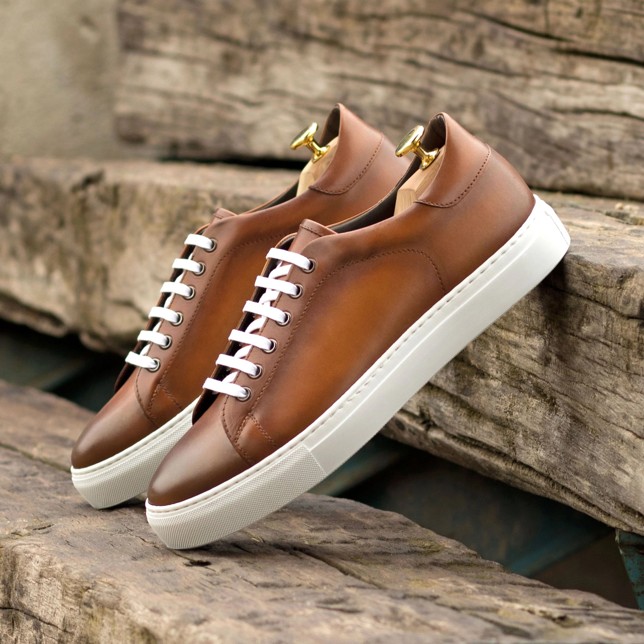 Brown calf leather Treasure Trainer Sneaker II with cupsole design