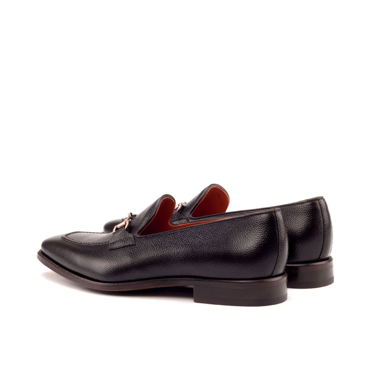 Trilo Loafers II in black leather with silver hardware and red lining
