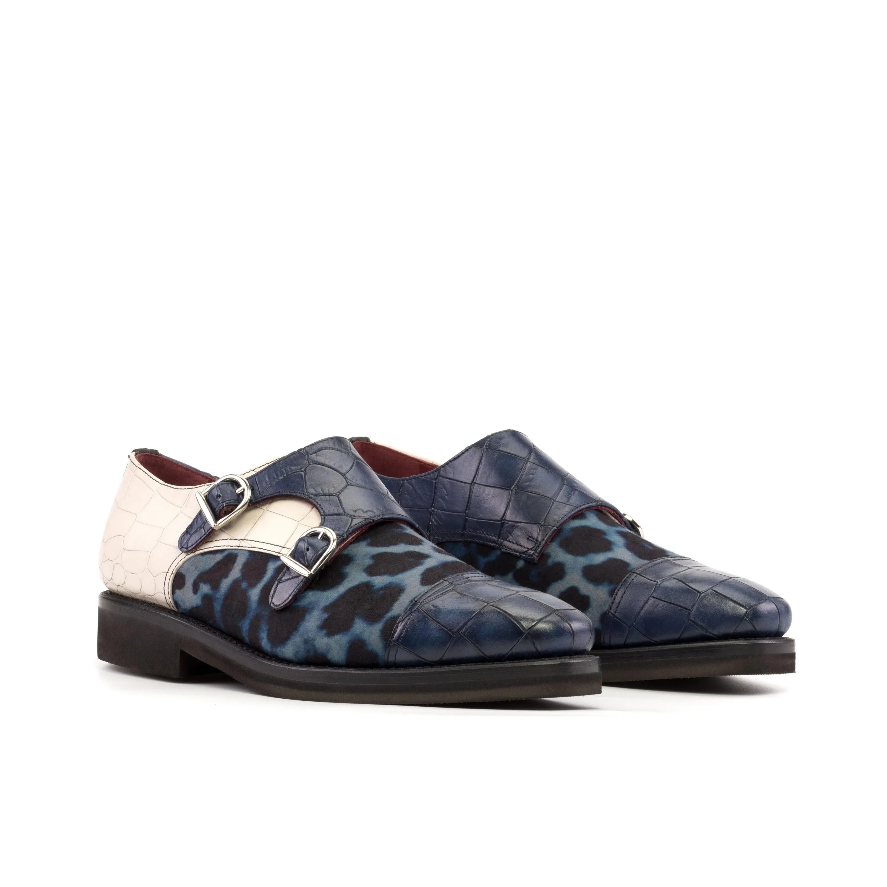 Patterned leather double monk strap shoes from Tuin Double Monk II collection