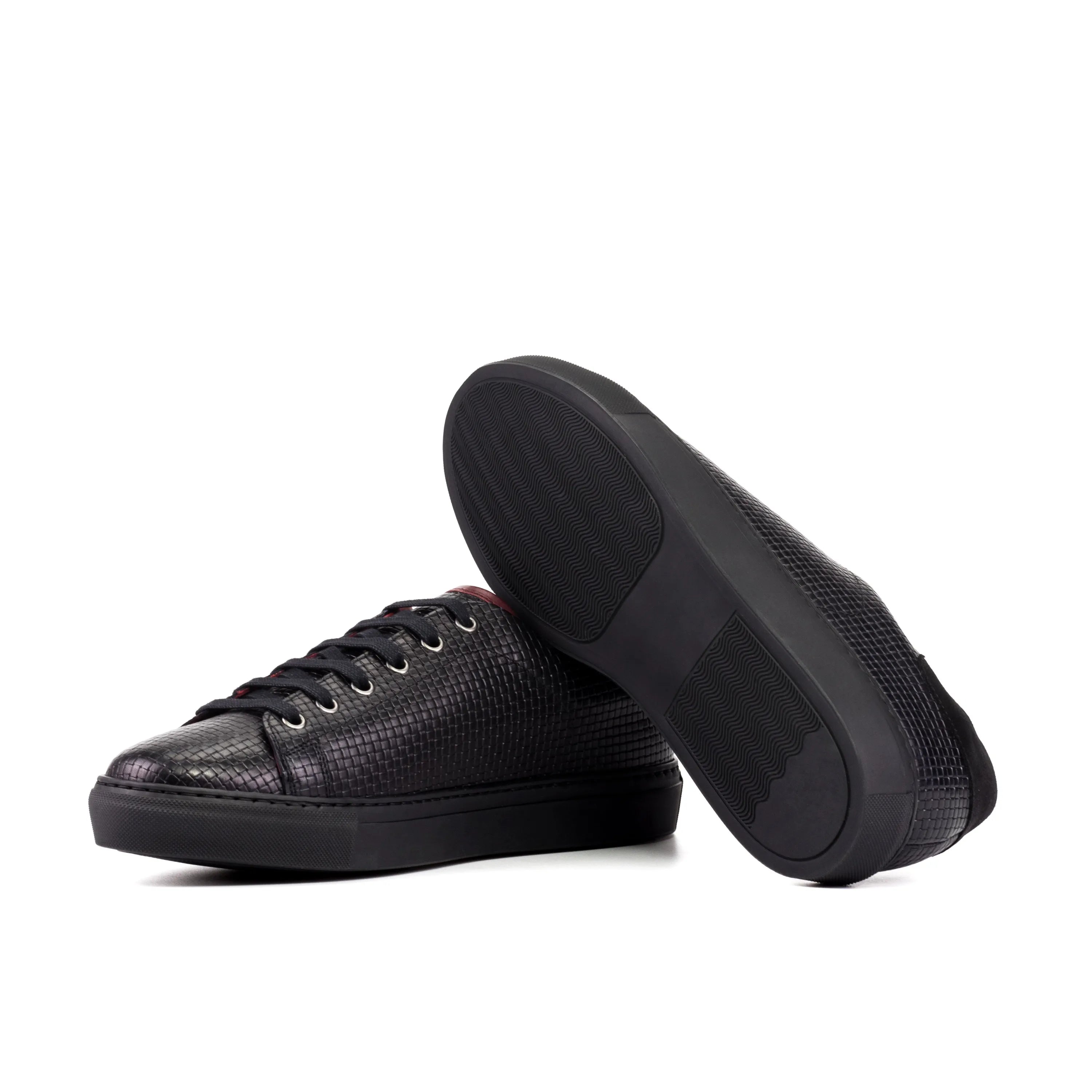 Black textured calf leather Twilight Trainer Sneaker II with a stylish cupsole design