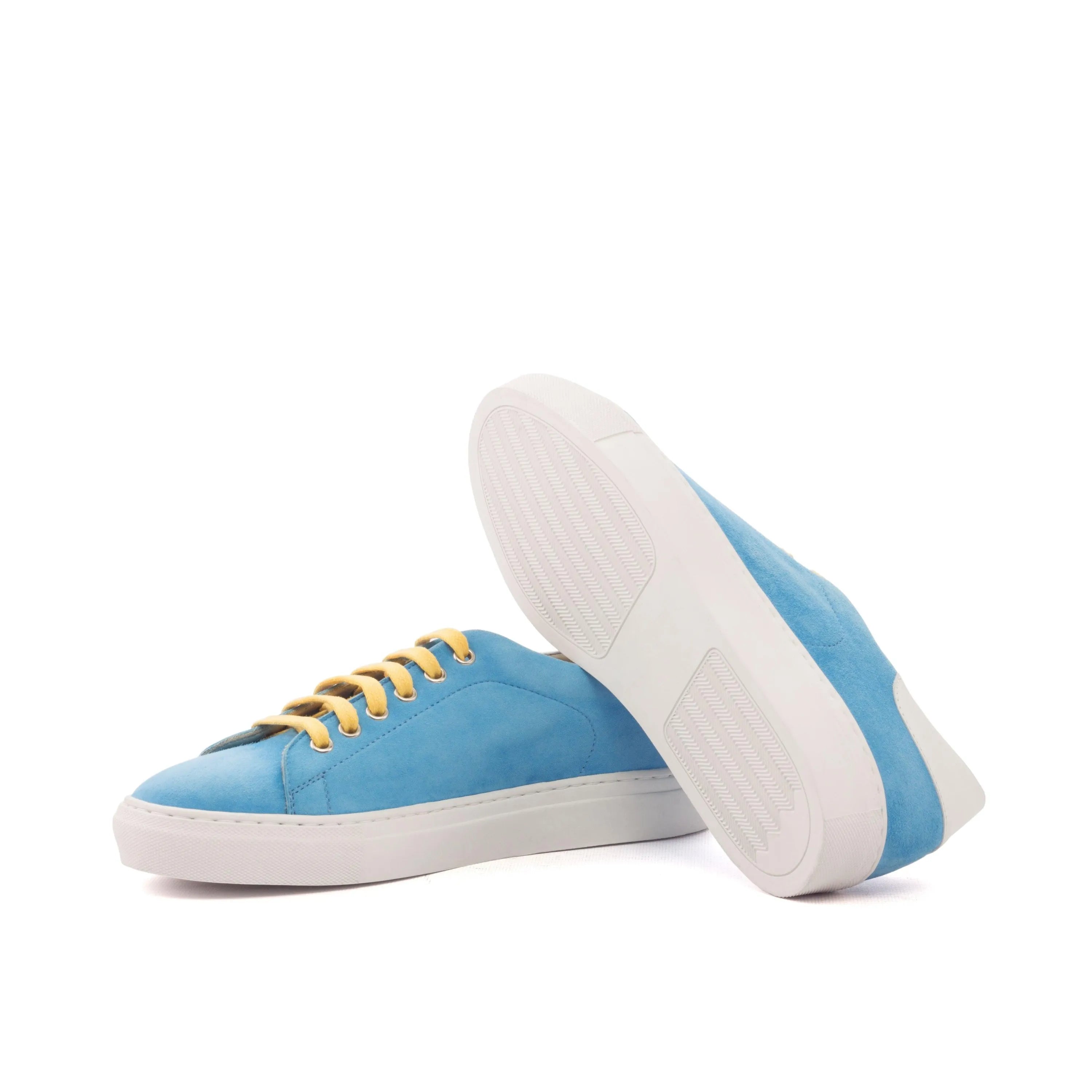 Blue leather Usainit Trainer Sneaker II with striking yellow laces for a stylish look