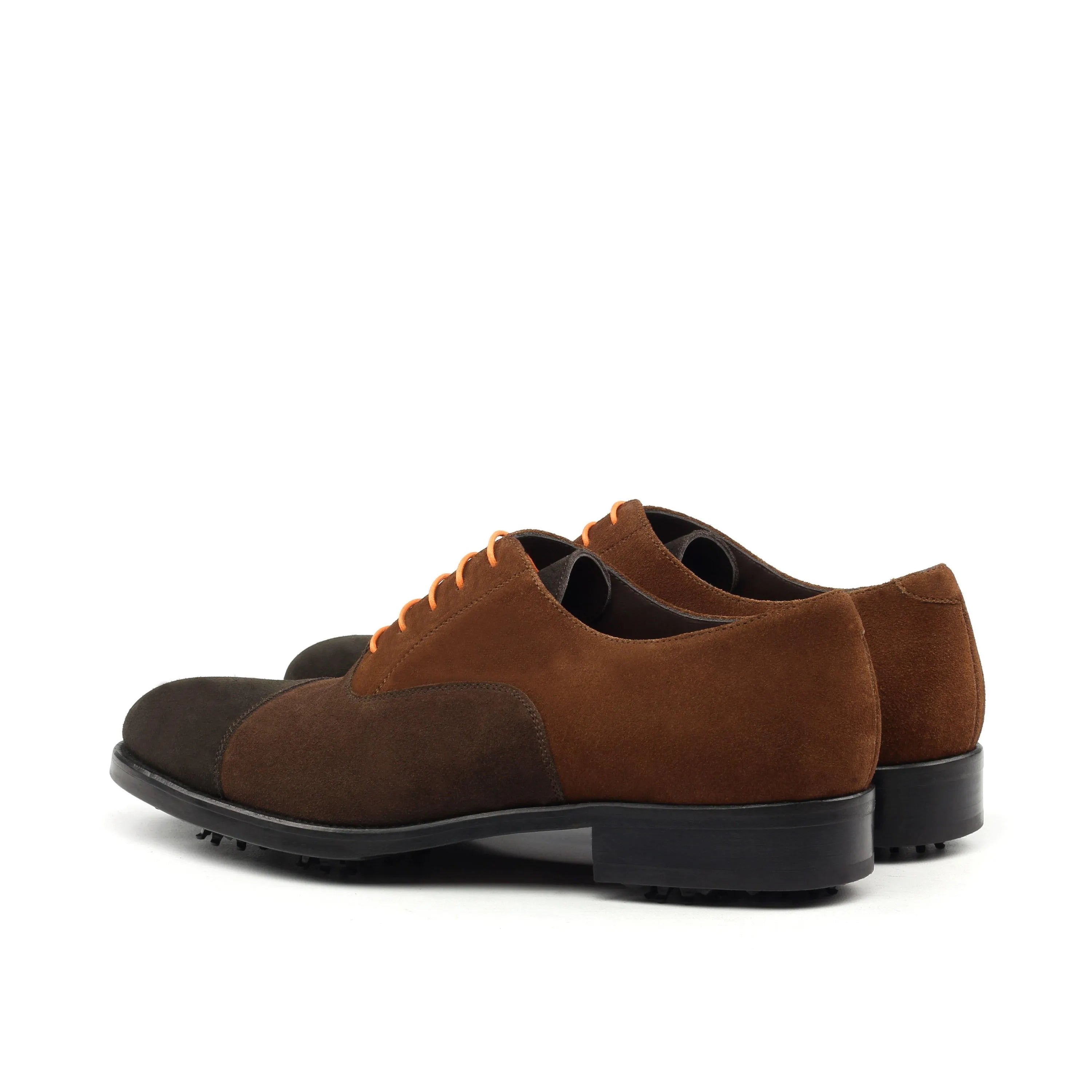 Brown and dark brown leather Vardon Oxford Golf Shoes for a stylish golfing experience