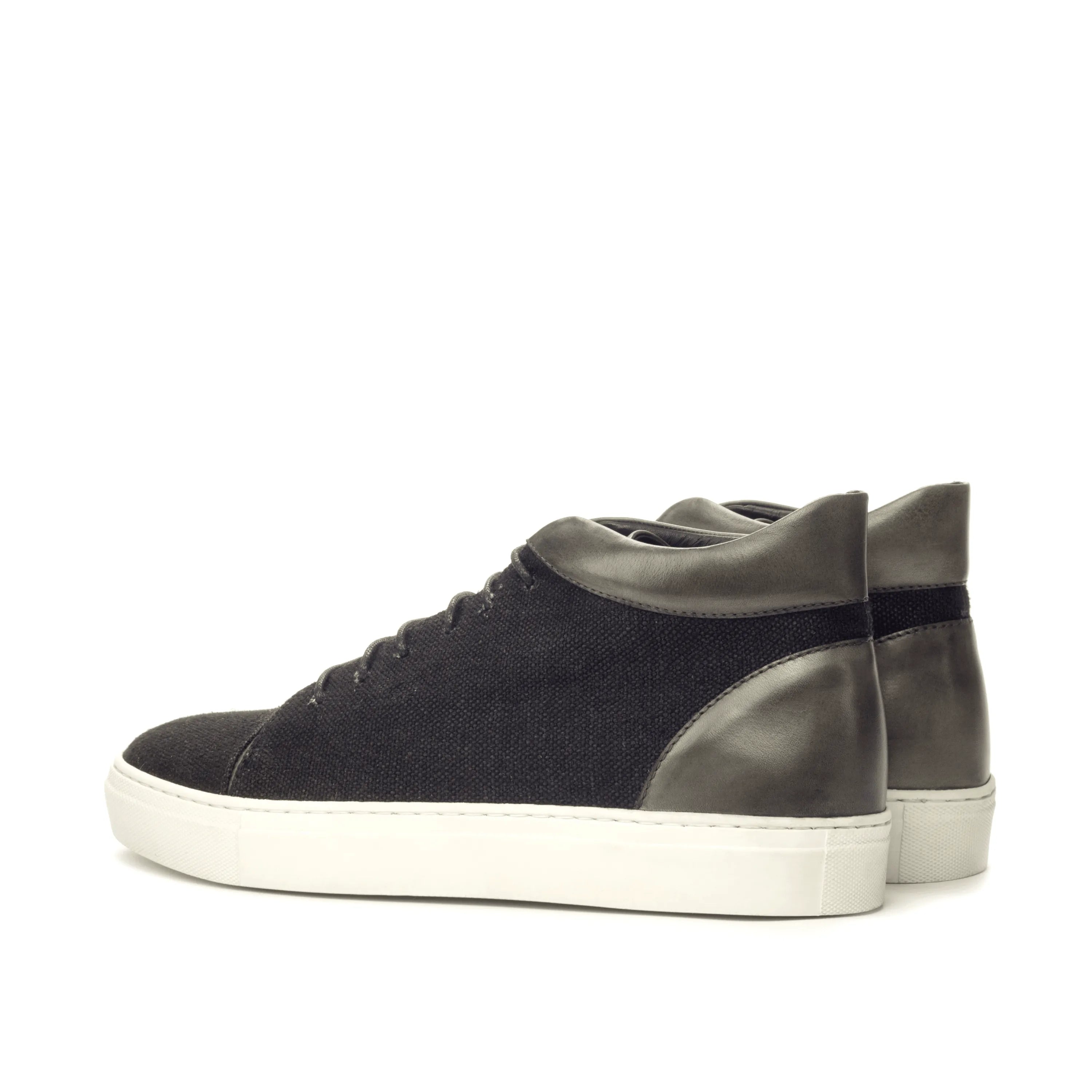 Black and gray Vega High Top Sneakers II, luxury bespoke shoes for men