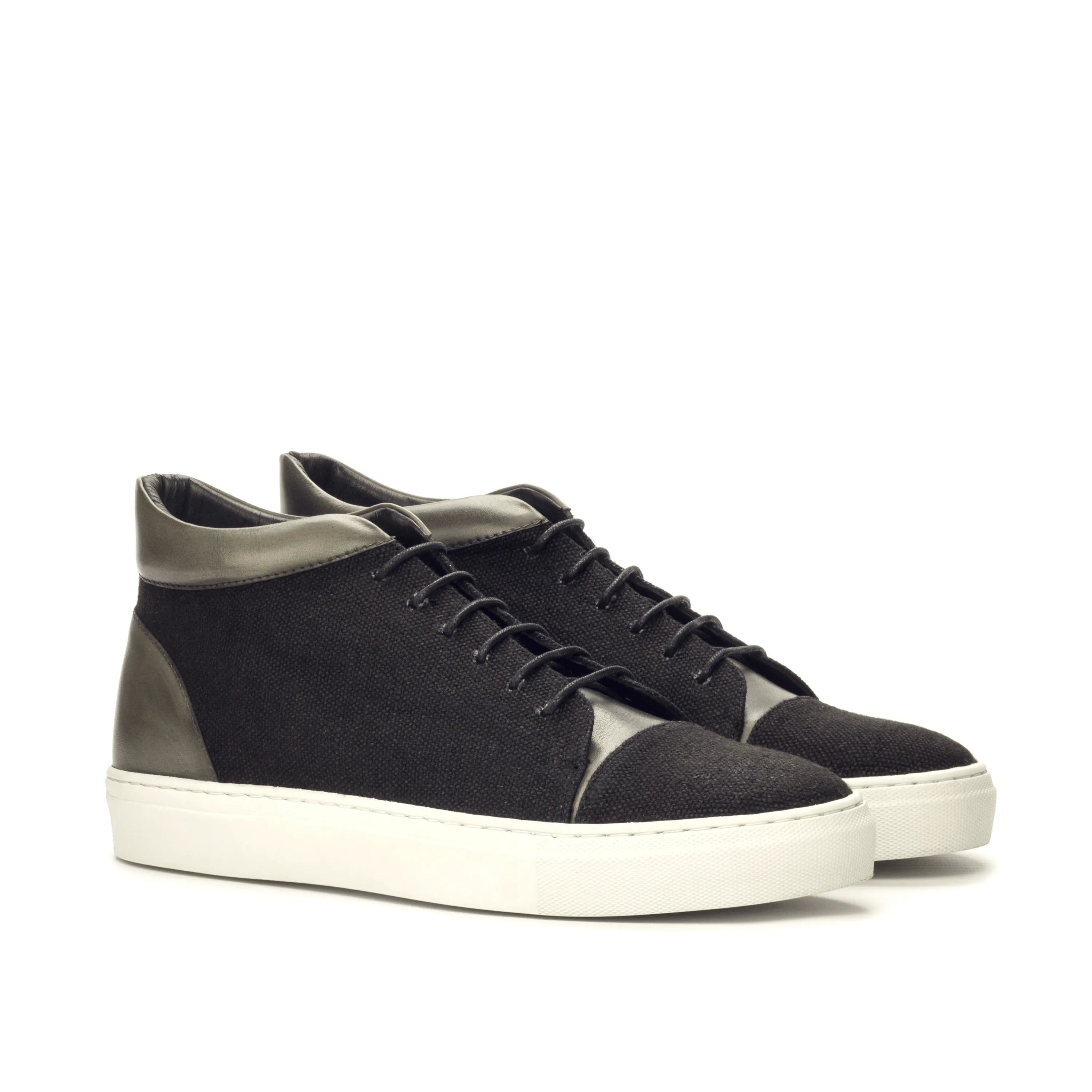 Black high-top sneakers from Vega High, luxury bespoke shoes for men