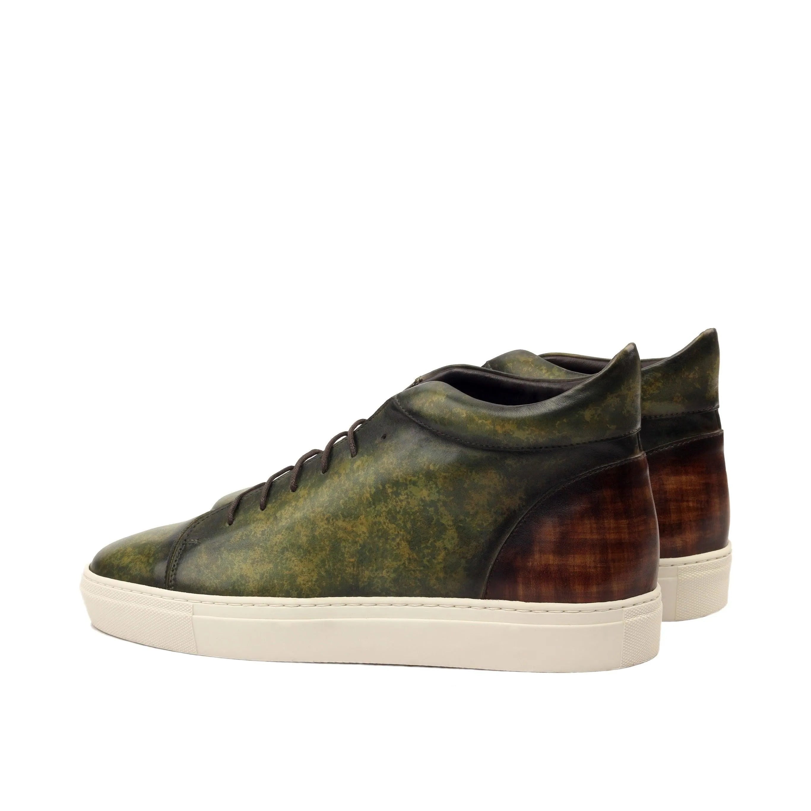 Green and brown leather high-top sneakers from Vegas Patina High Top Sneakers II
