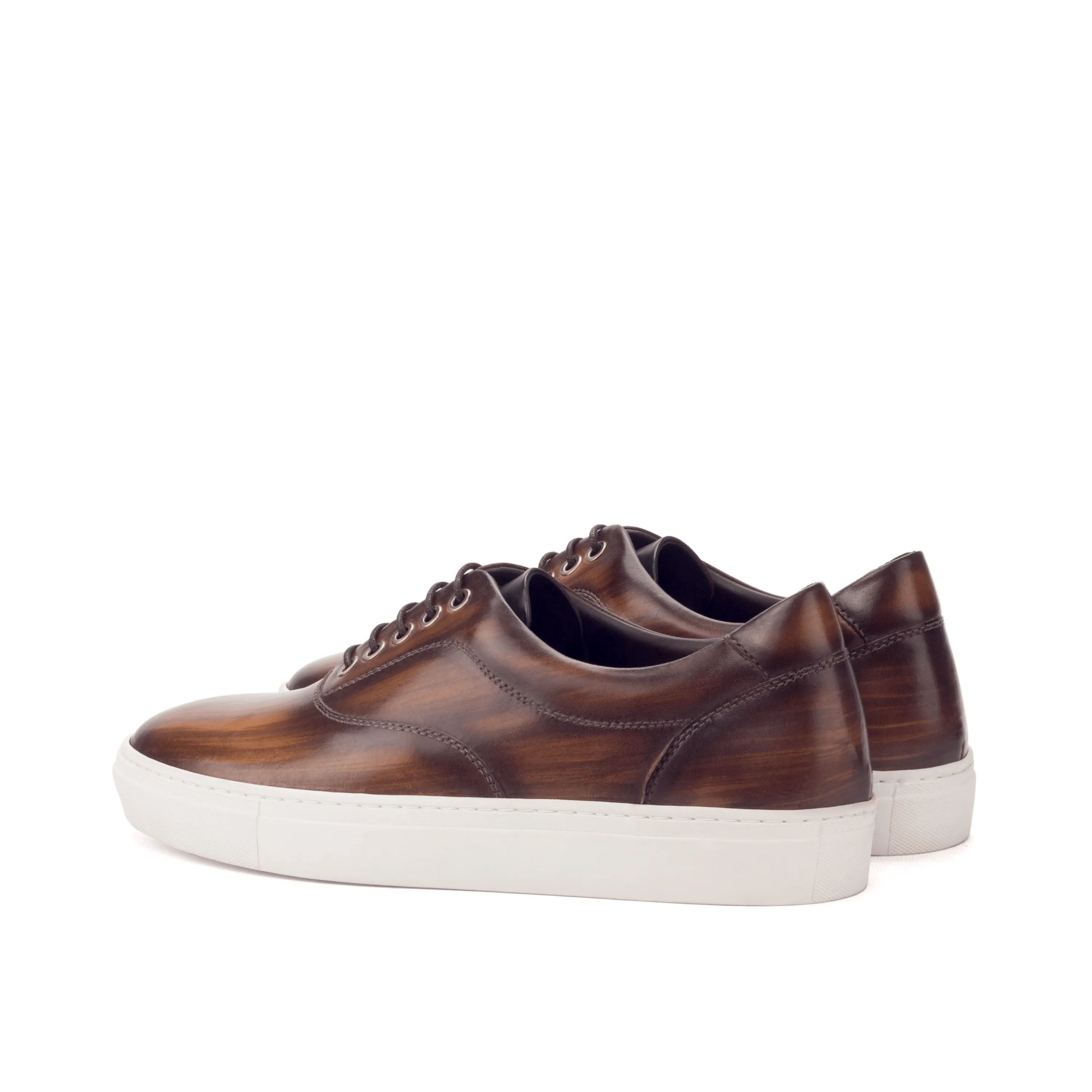 Brown leather Vicenzo Top Sider Patina Sneaker with white soles for stylish comfort