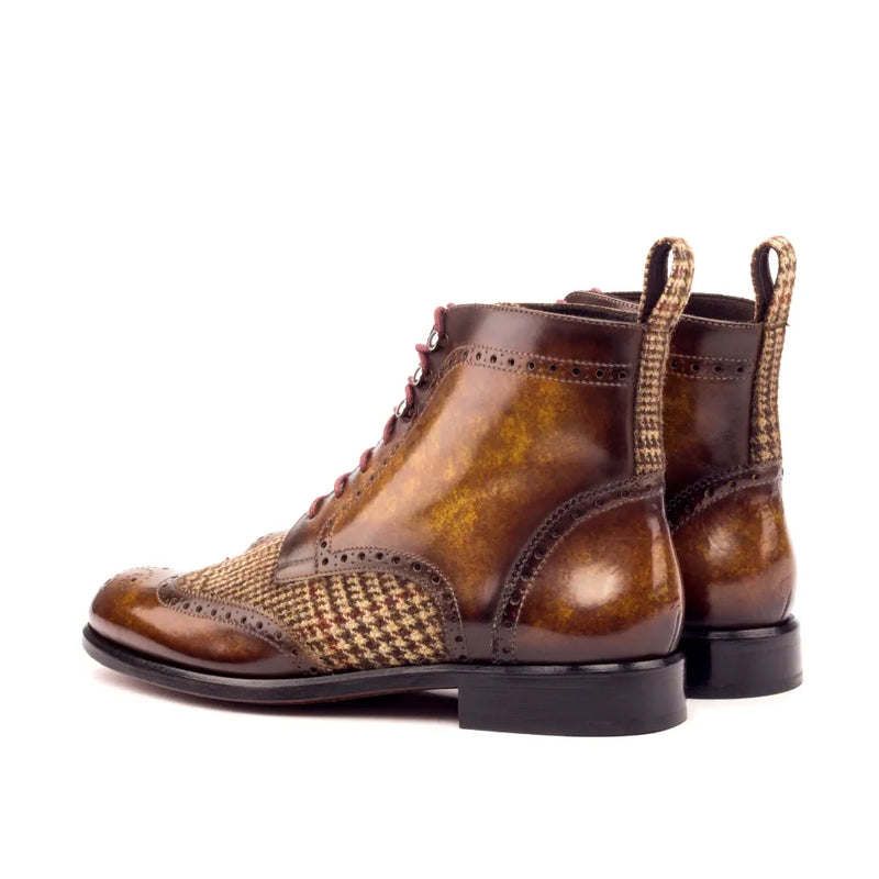 Brown leather and houndstooth boots from Victoria Ladies Military Brogue collection