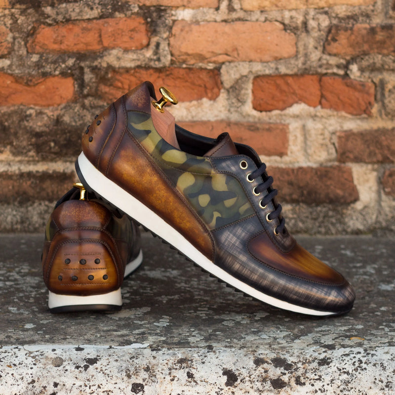 Leather and camouflage Vincento Corsini Patina Sneakers with unique design elements