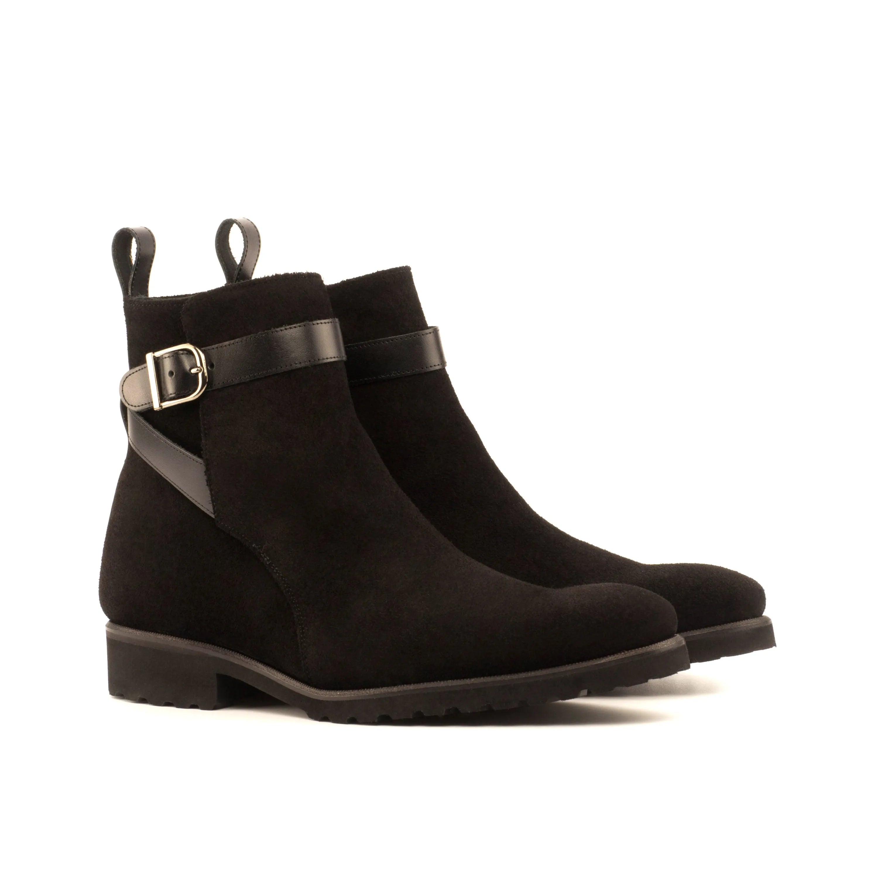 Black suede Vito Jodhpur Boots featuring a stylish buckle for versatile fashion