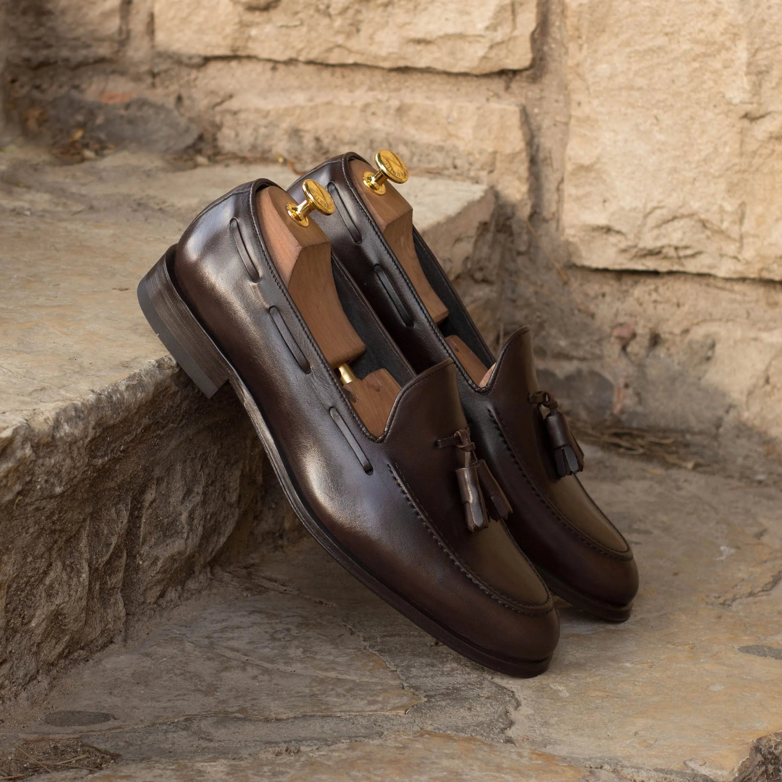 Brown leather tassel loafers, Wachiwi Loafers, luxury bespoke shoes for men