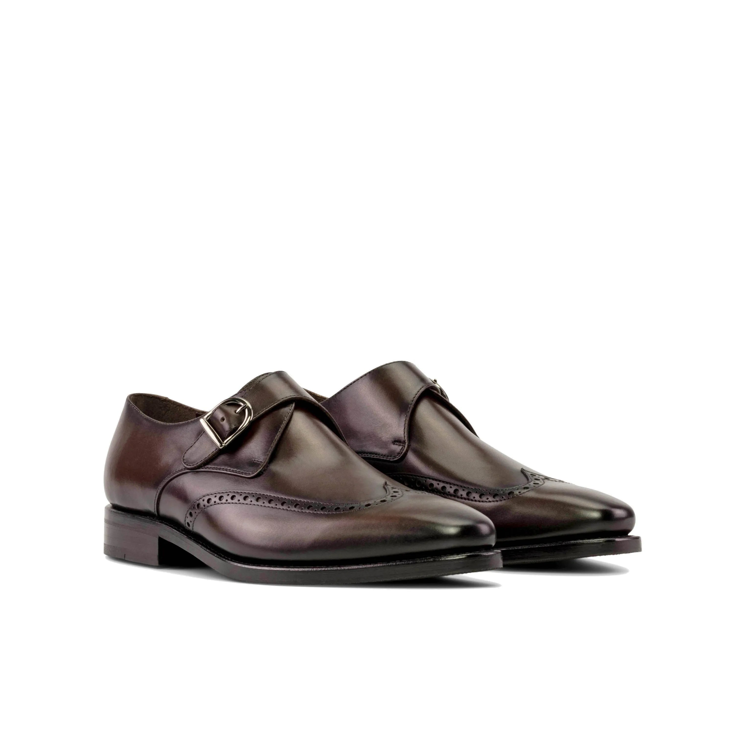 Brown leather monk strap dress shoes, Wain Single Monk, ideal for fast lane business days